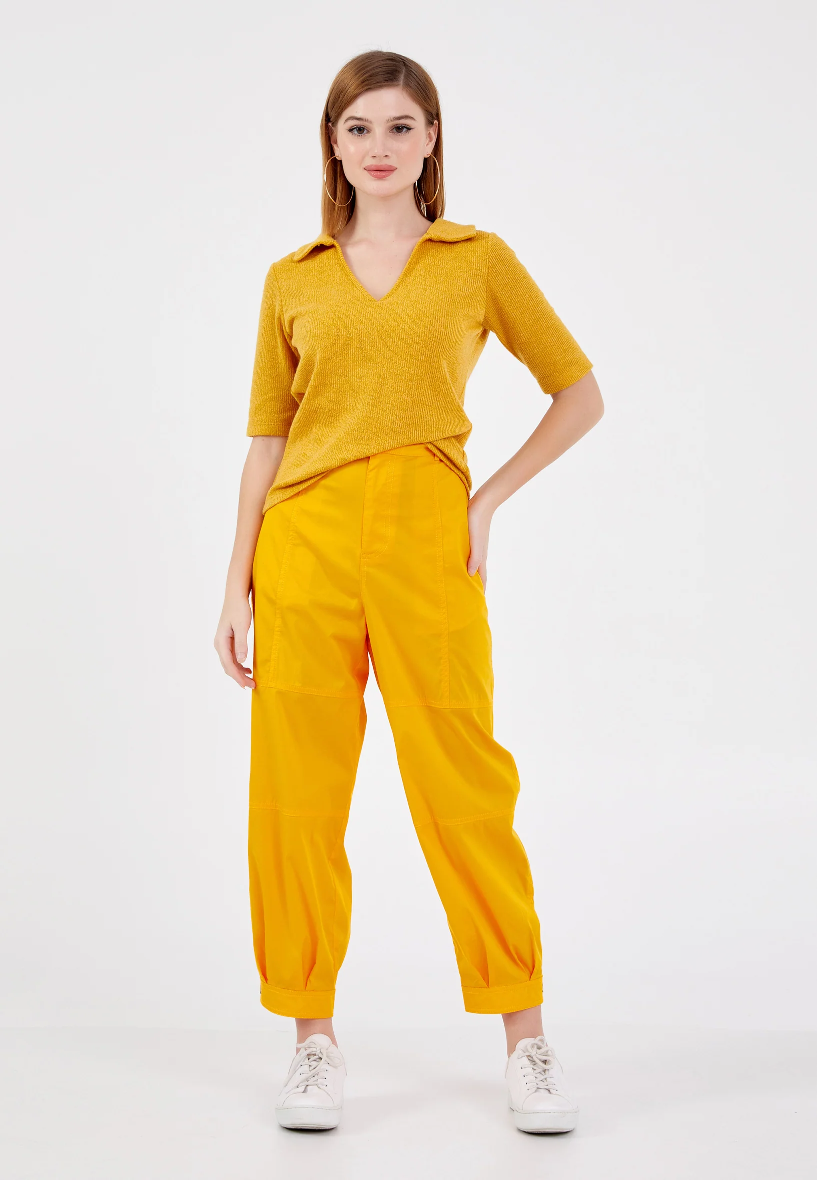 Short Sleeve Solid Color Regular Blouse ber22k4113-1 - Image 2