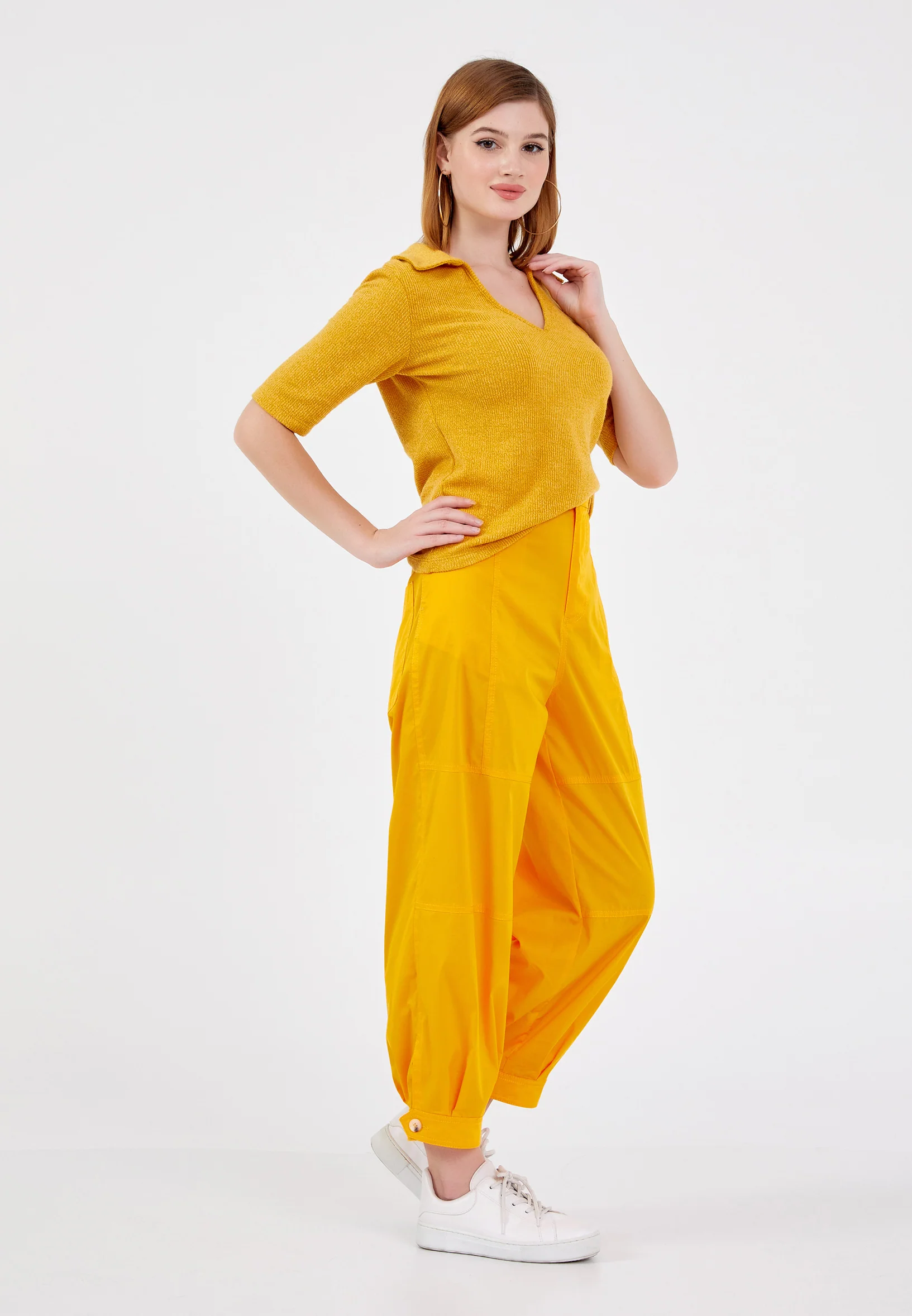 Short Sleeve Solid Color Regular Blouse ber22k4113-1 - Image 3