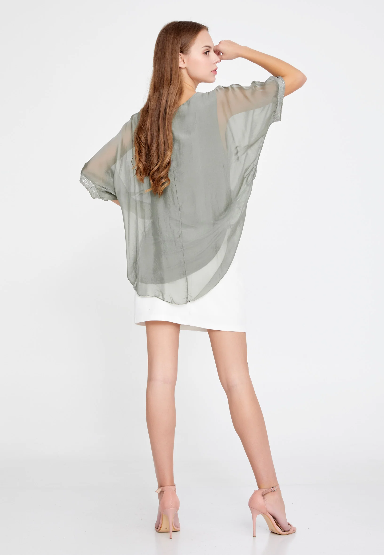 Short Sleeve Solid Color Regular Blouse esl3621 - Image 12