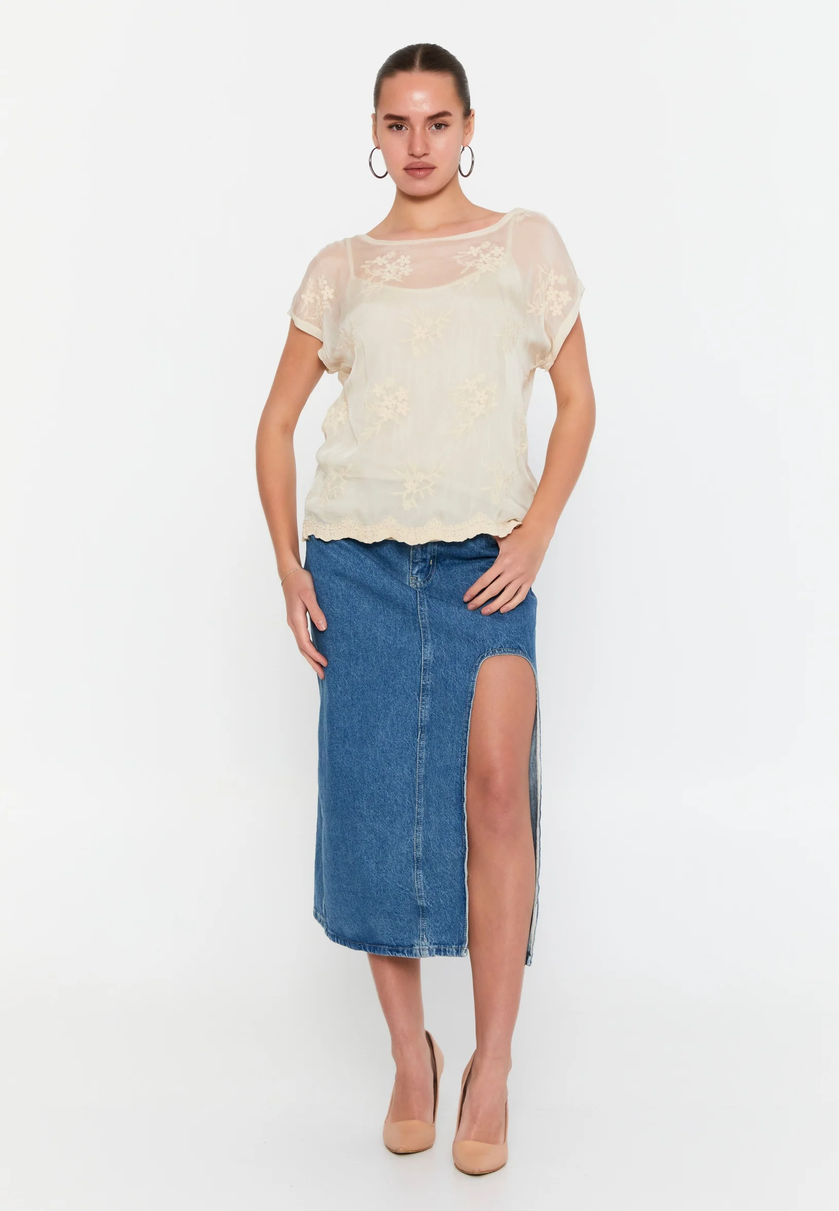 Short Sleeve Solid Color Regular Blouse esl48106 - Image 2