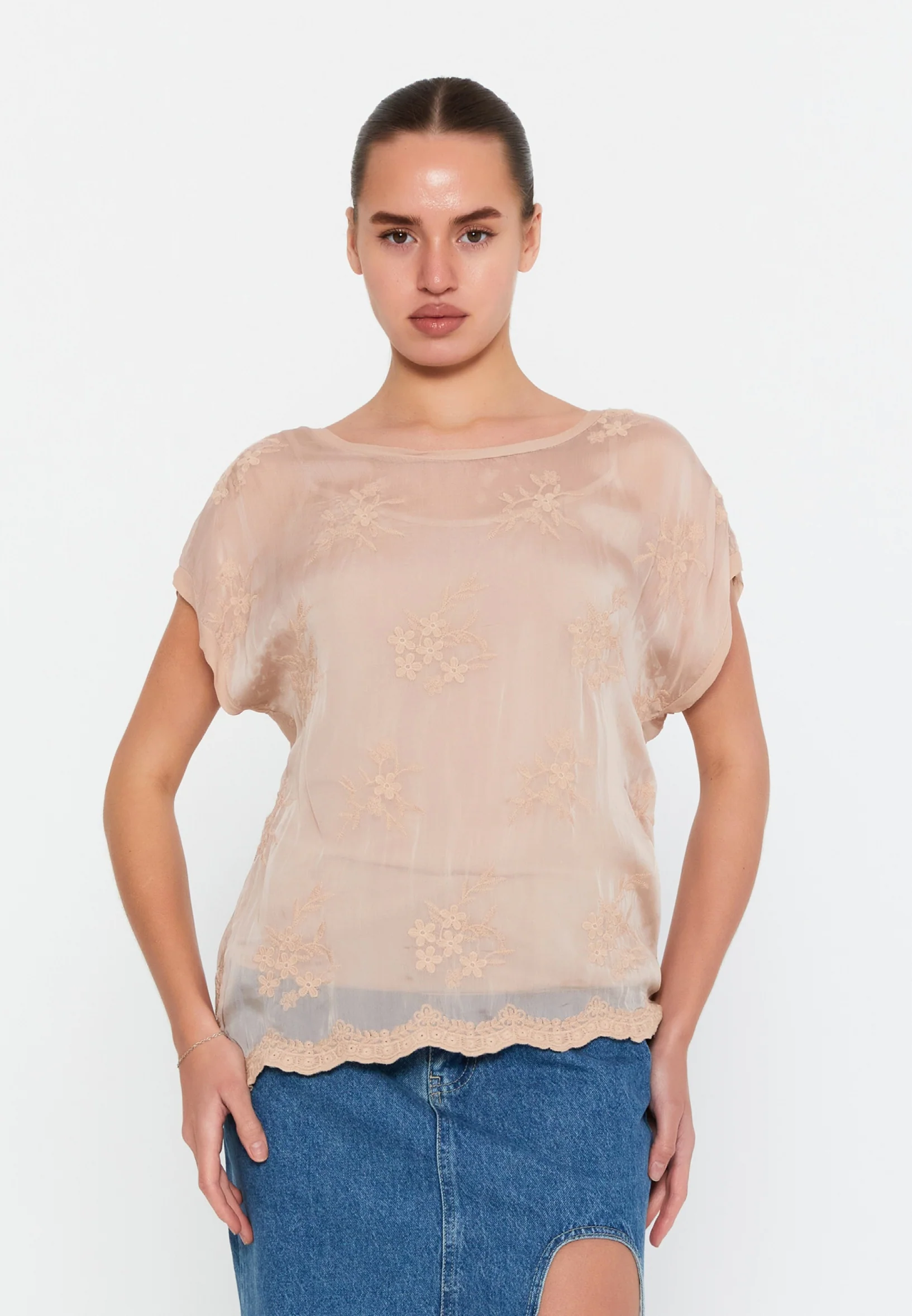 Short Sleeve Solid Color Regular Blouse esl48106 - Image 5