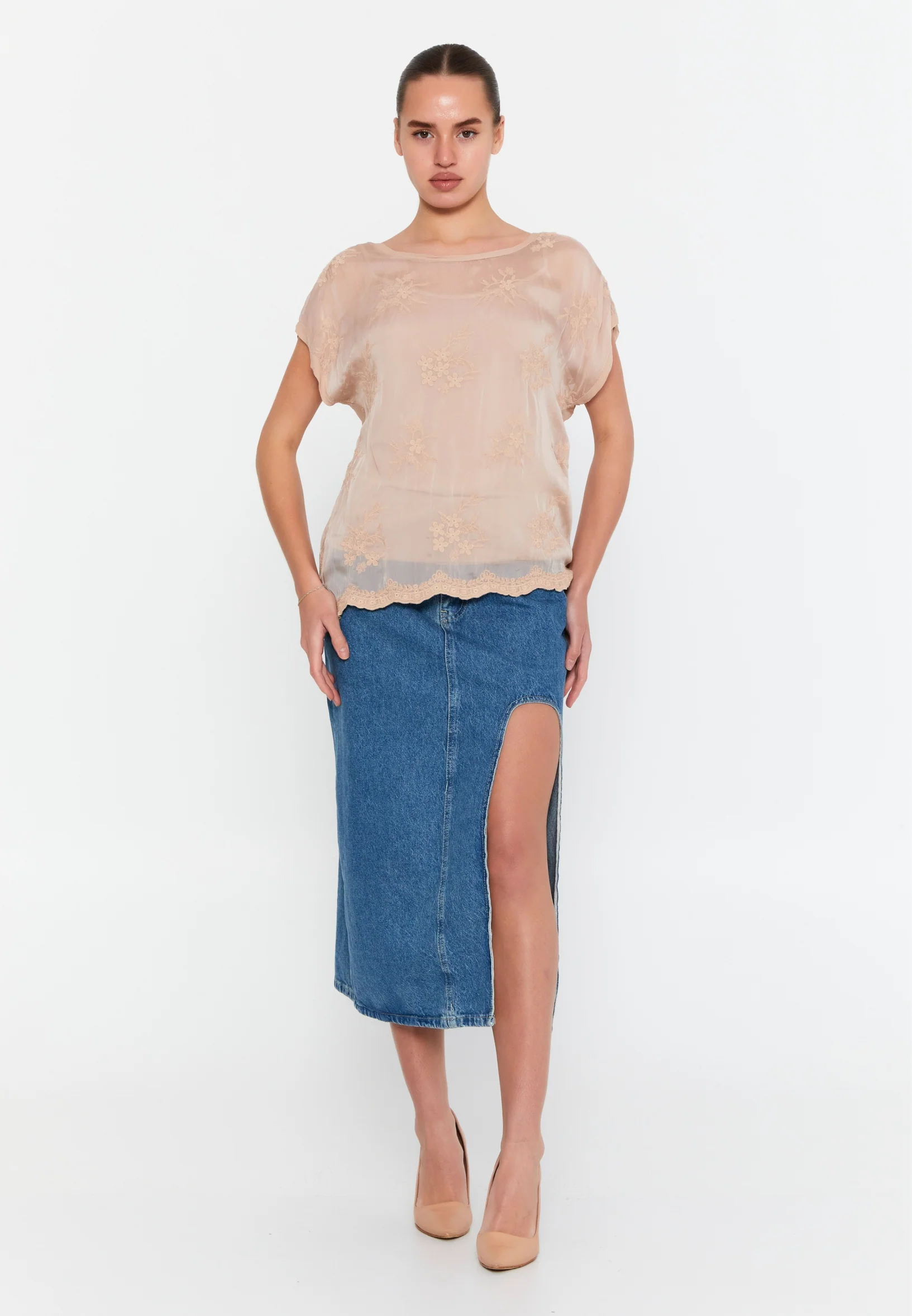 Short Sleeve Solid Color Regular Blouse esl48106 - Image 6