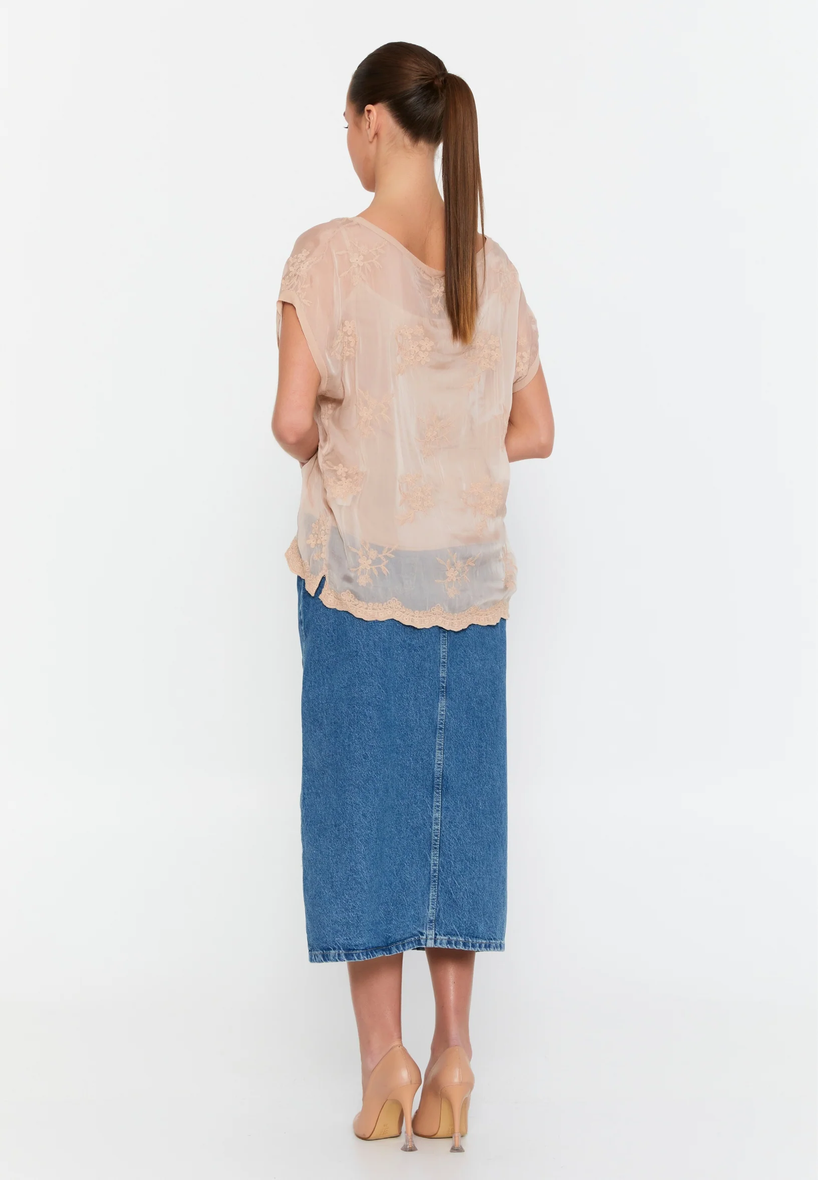 Short Sleeve Solid Color Regular Blouse esl48106 - Image 7