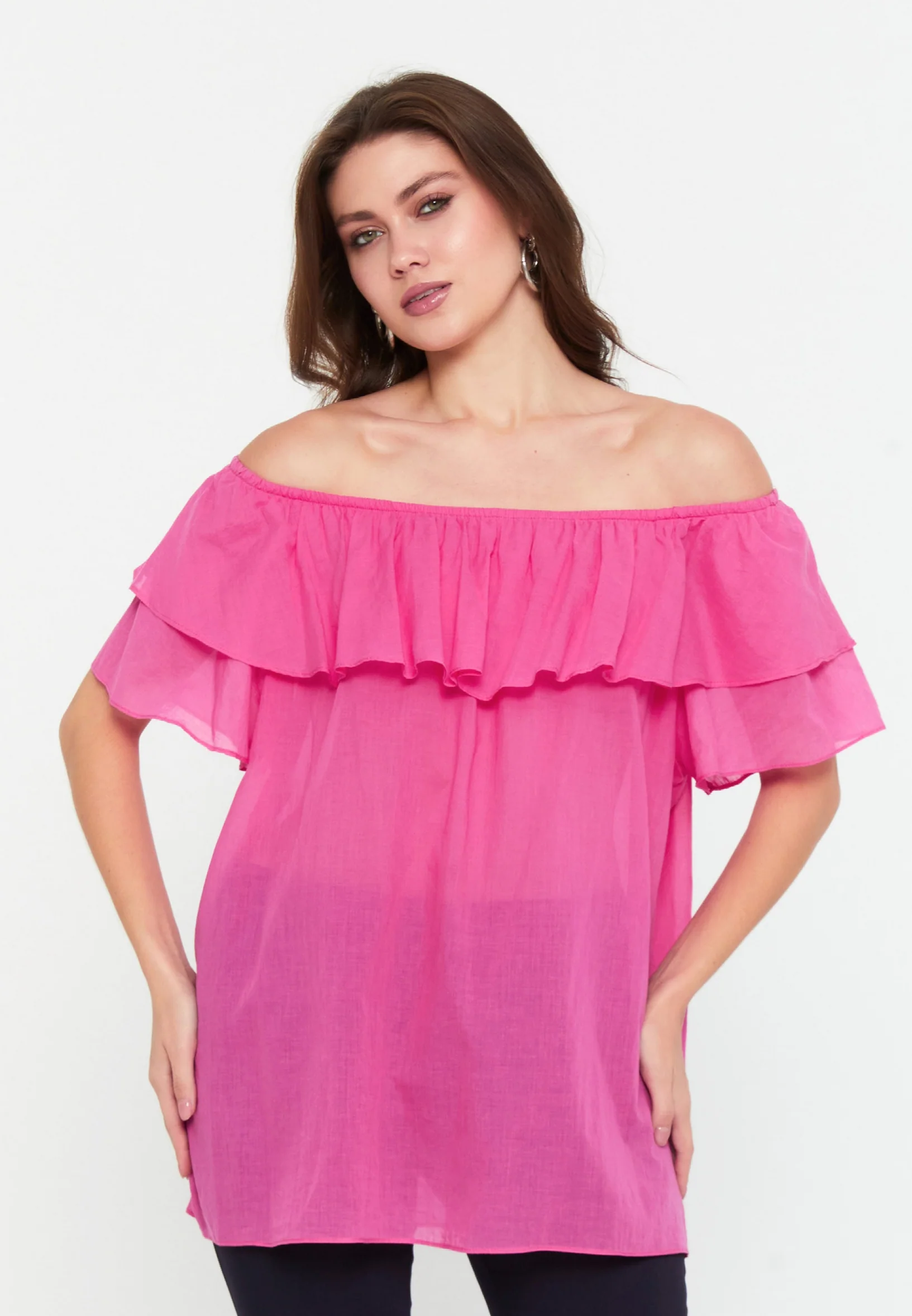 Short Sleeve Solid Color Regular Blouse faiu36107