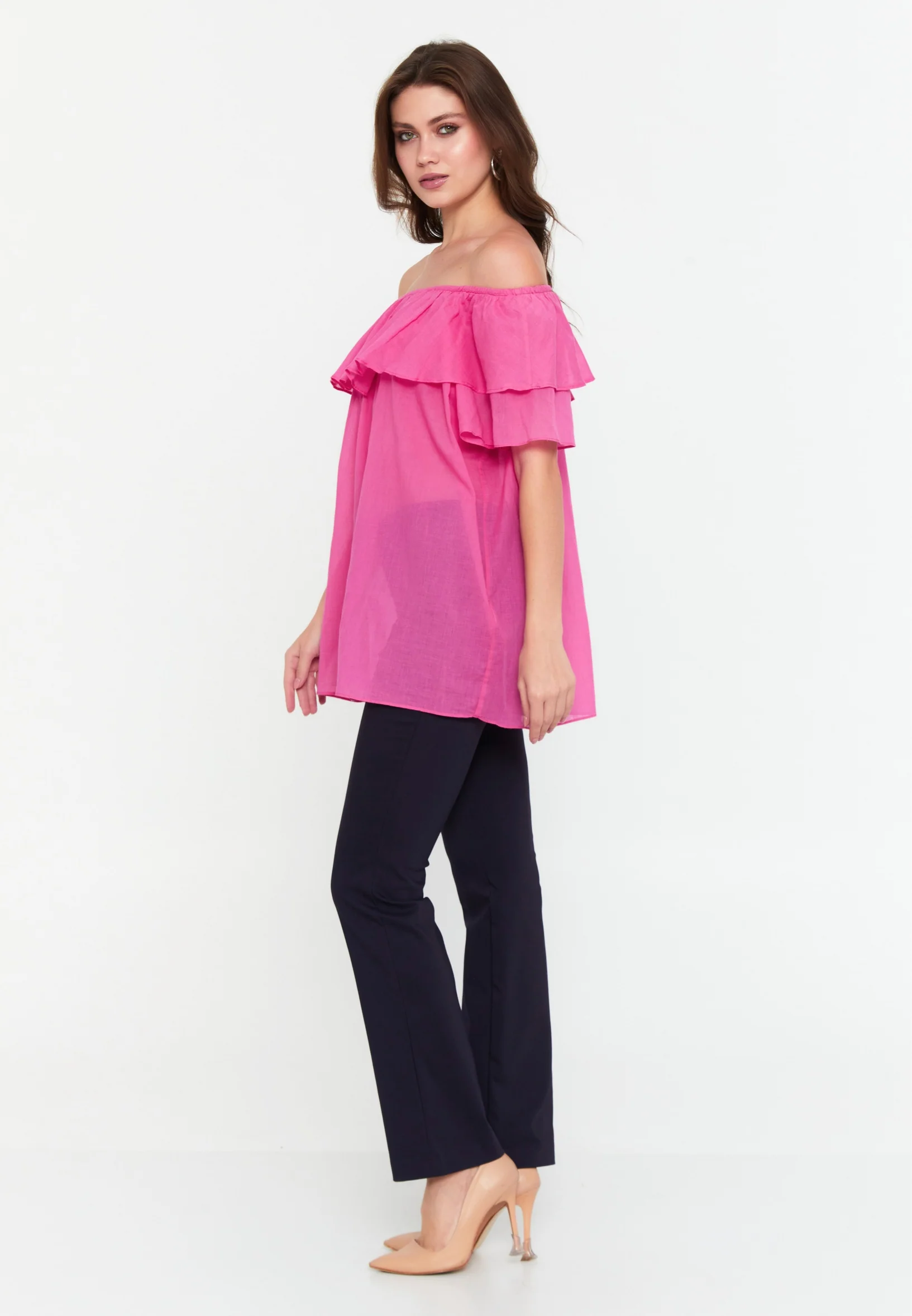 Short Sleeve Solid Color Regular Blouse faiu36107 - Image 4