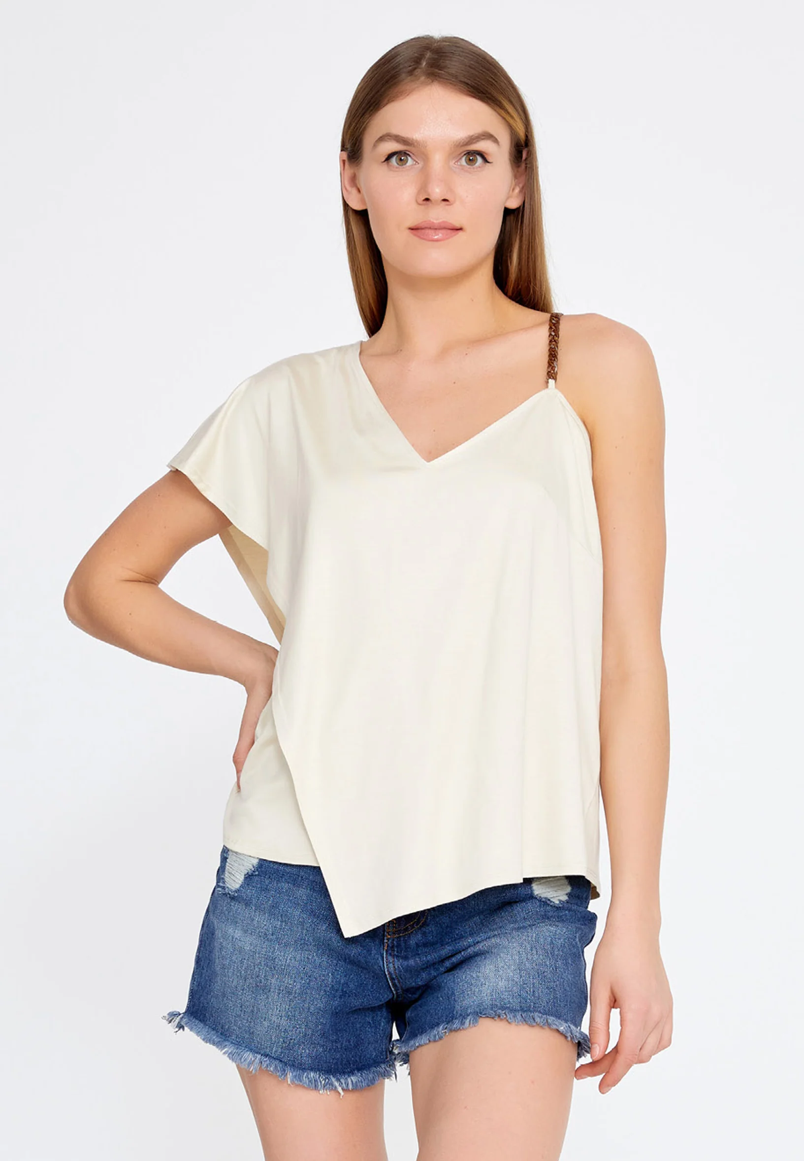 Short Sleeve Solid Color Regular Blouse kmy22s10918