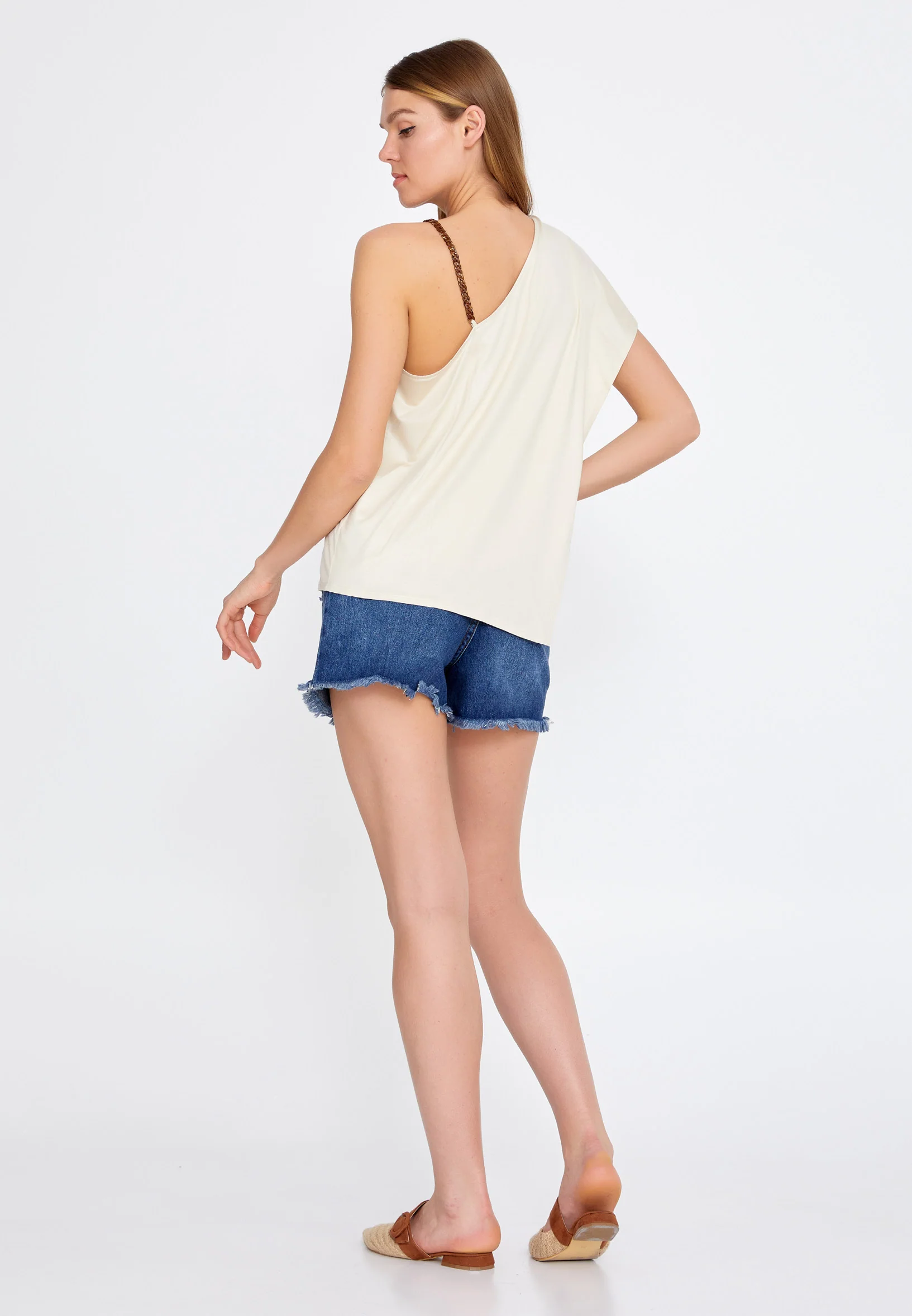 Short Sleeve Solid Color Regular Blouse kmy22s10918 - Image 4