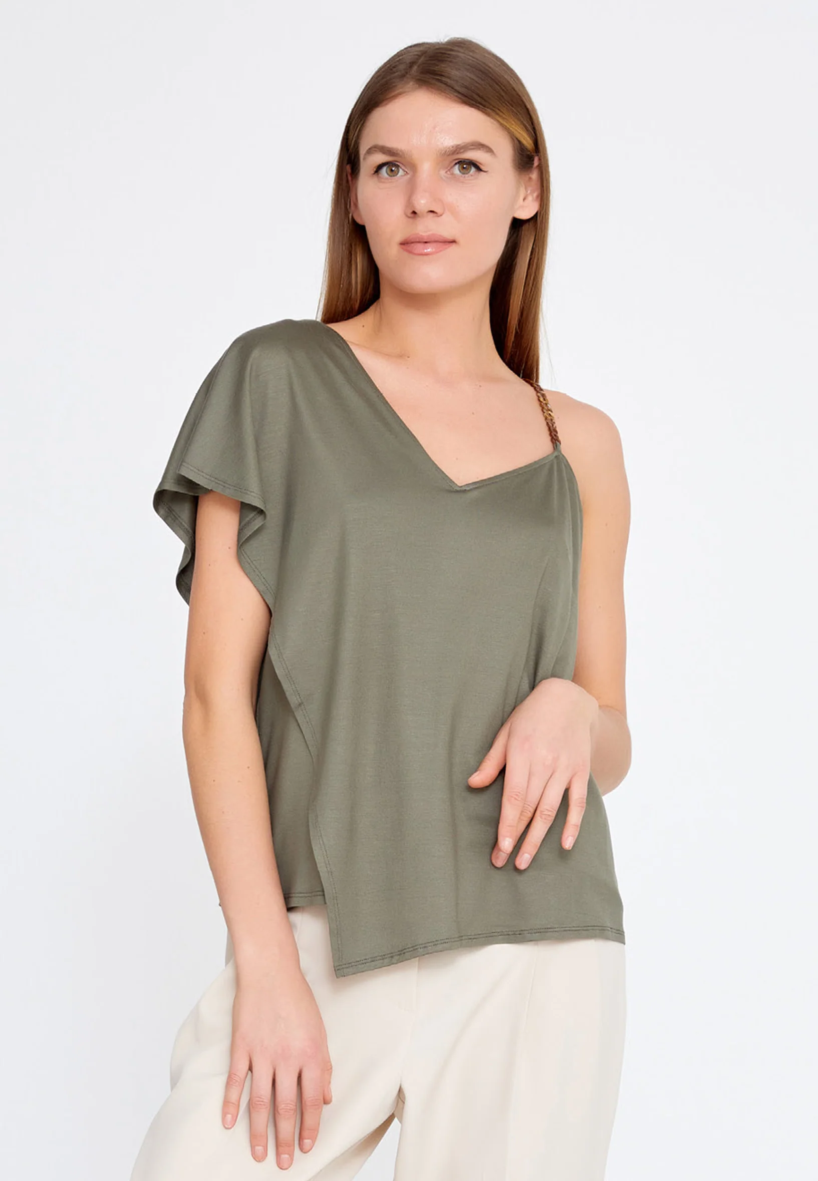 Short Sleeve Solid Color Regular Blouse kmy22s10918 - Image 5