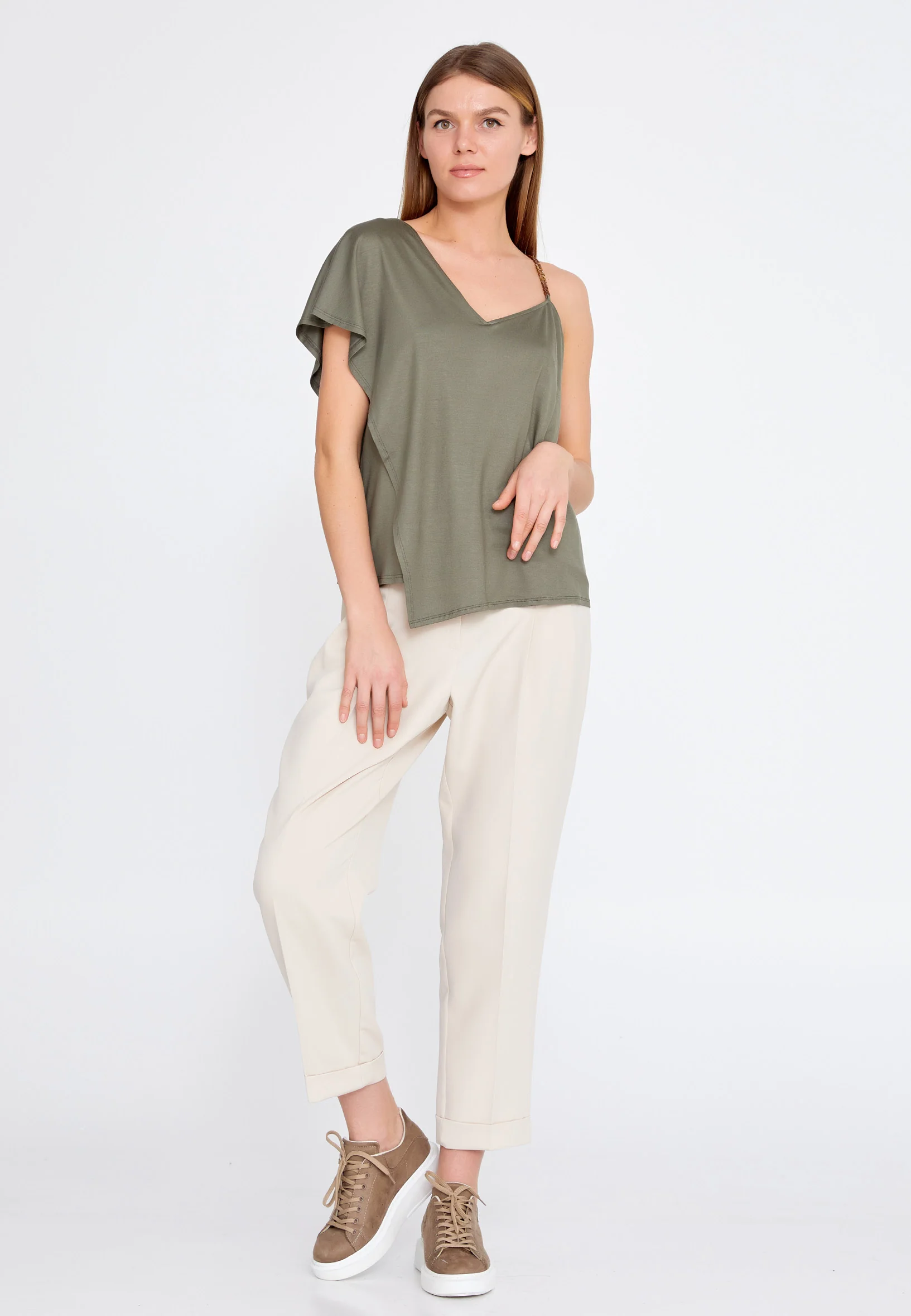 Short Sleeve Solid Color Regular Blouse kmy22s10918 - Image 6