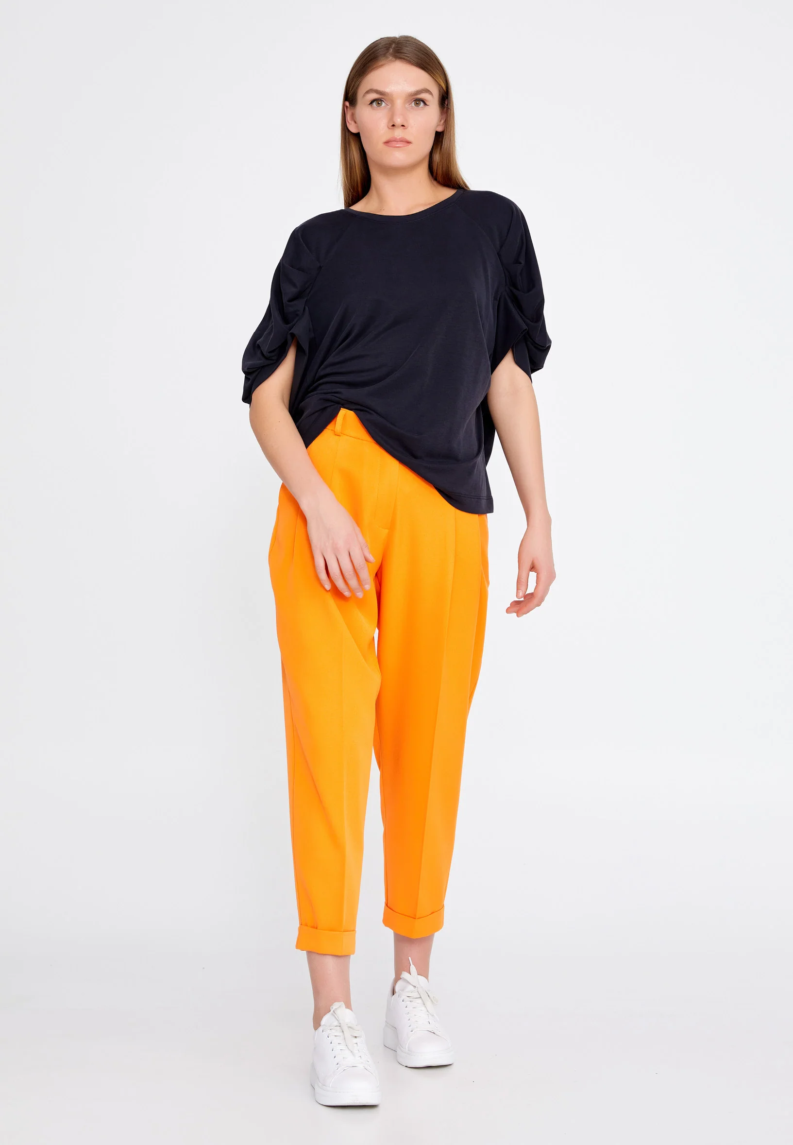 Short Sleeve Solid Color Regular Blouse kmy22s10924 - Image 2