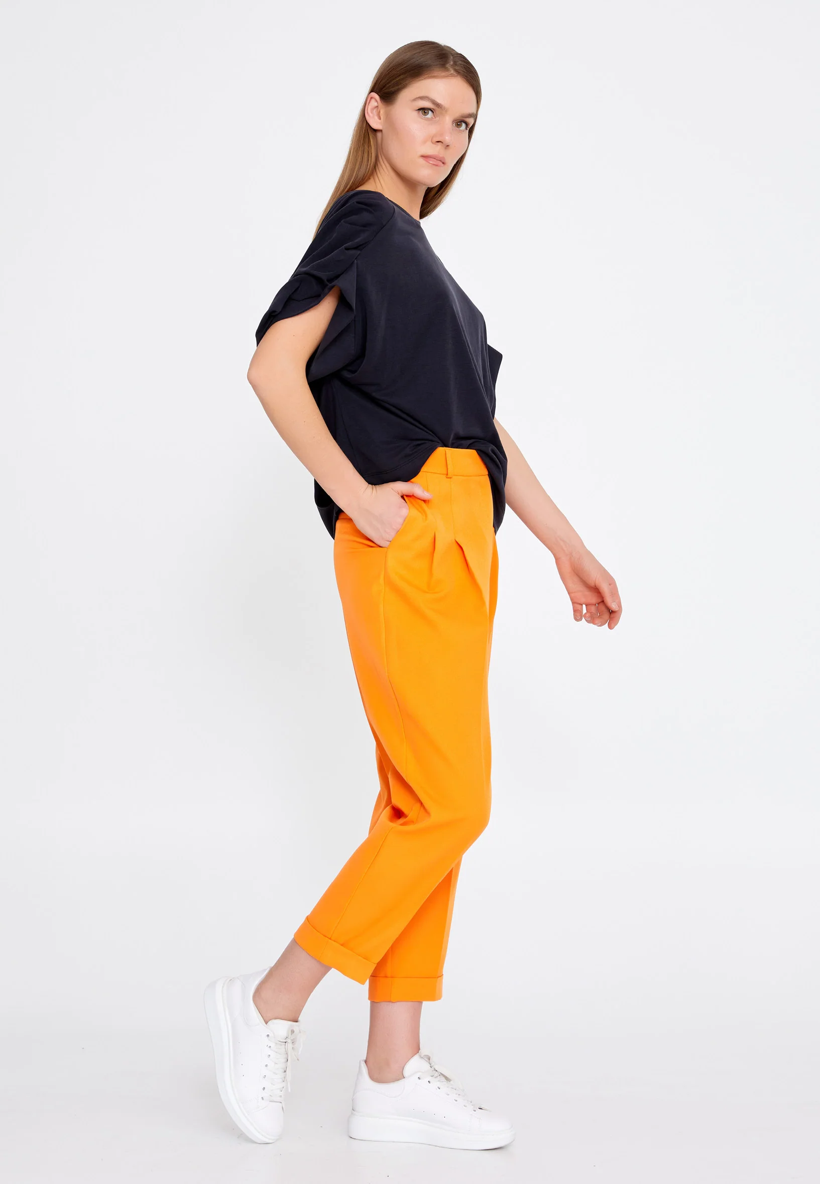 Short Sleeve Solid Color Regular Blouse kmy22s10924 - Image 3