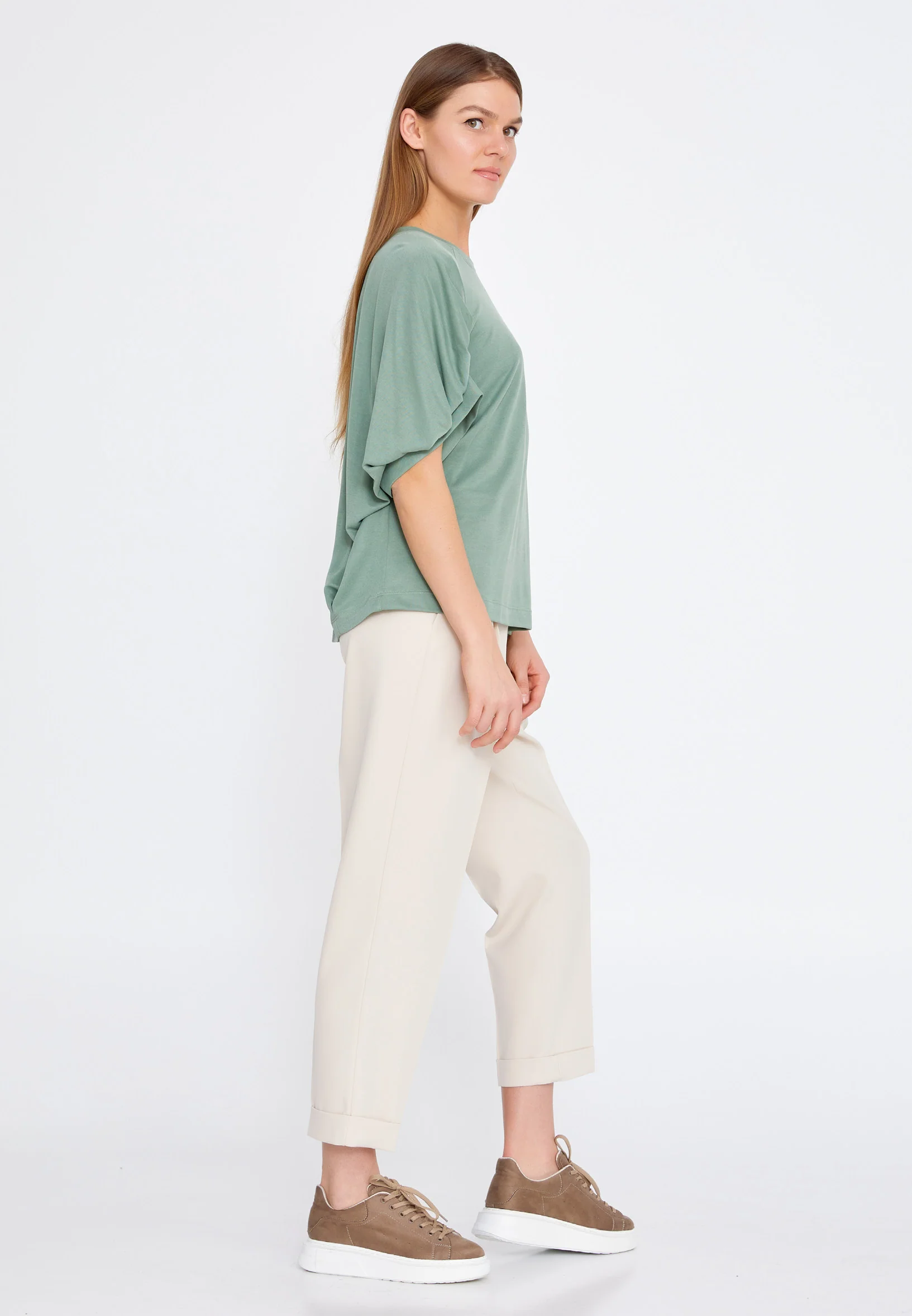 Short Sleeve Solid Color Regular Blouse kmy22s10924 - Image 7