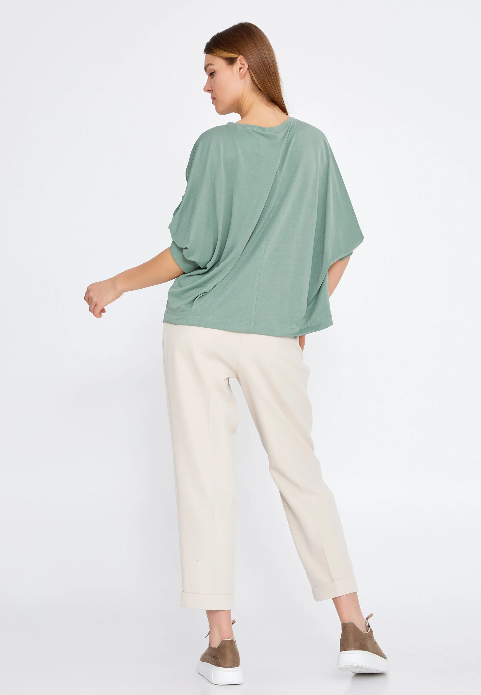 Short Sleeve Solid Color Regular Blouse kmy22s10924 - Image 8