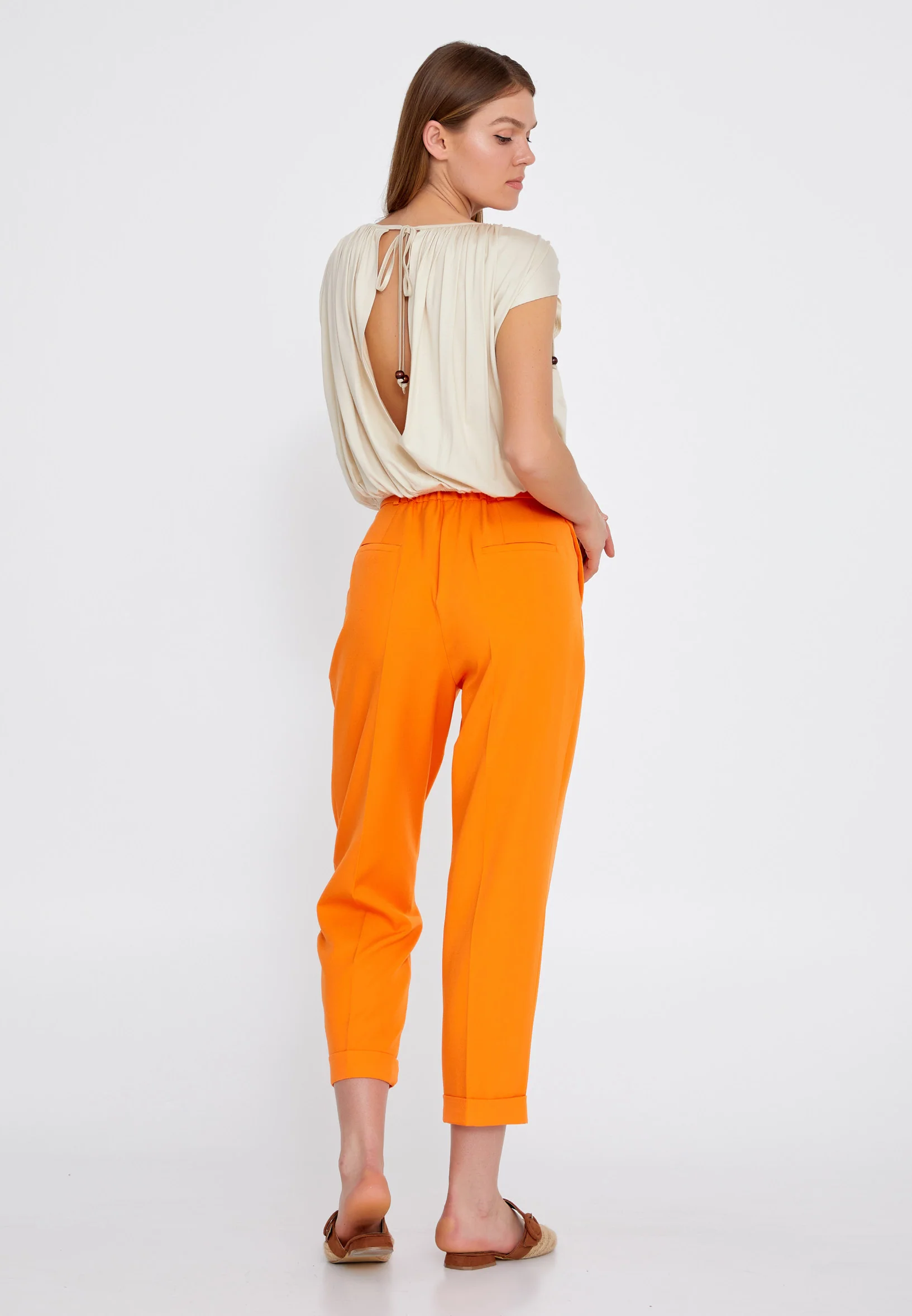 Short Sleeve Solid Color Regular Blouse kmy22s10925 - Image 4