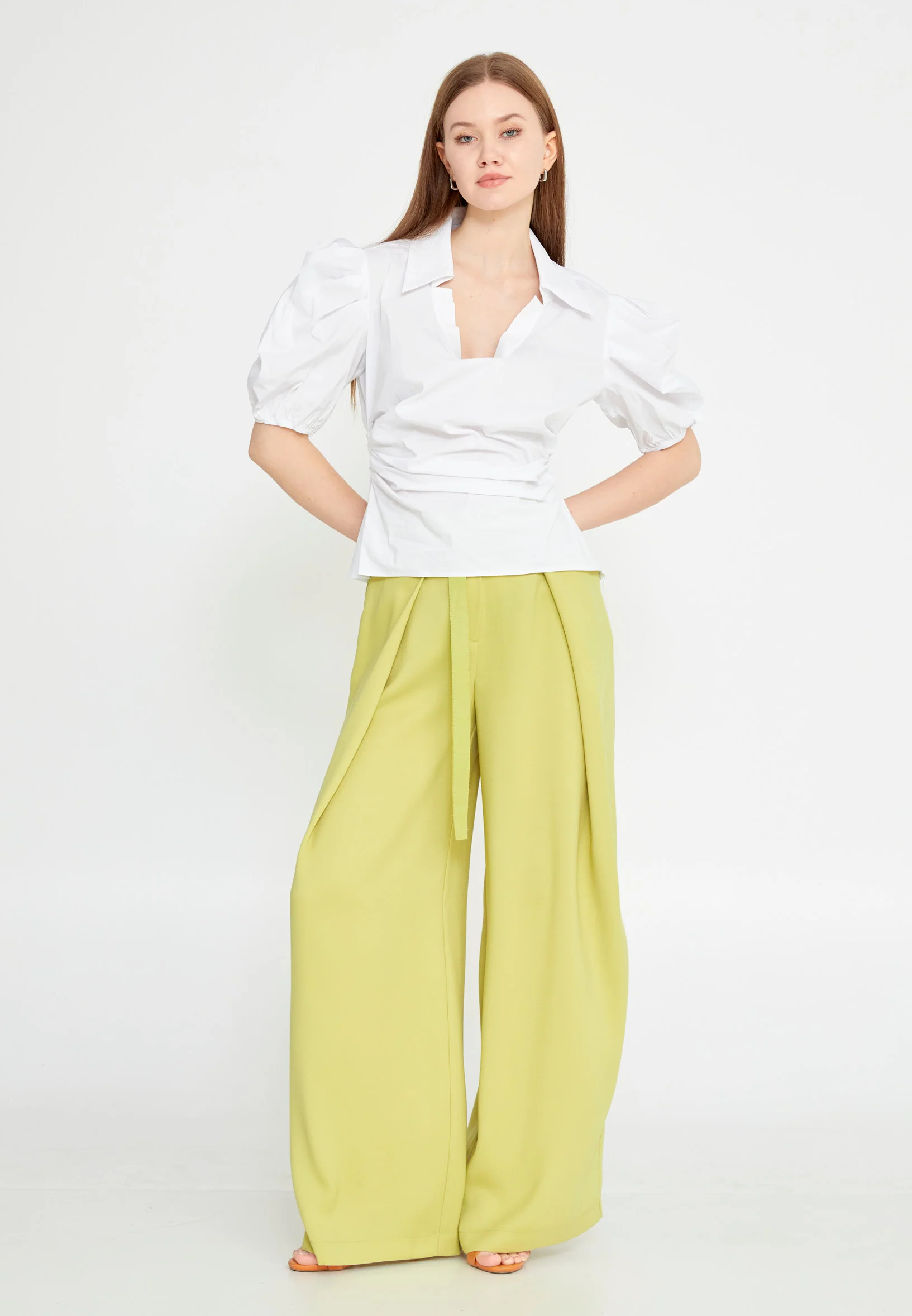Short Sleeve Solid Color Regular Blouse kmy24y10438 - Image 2