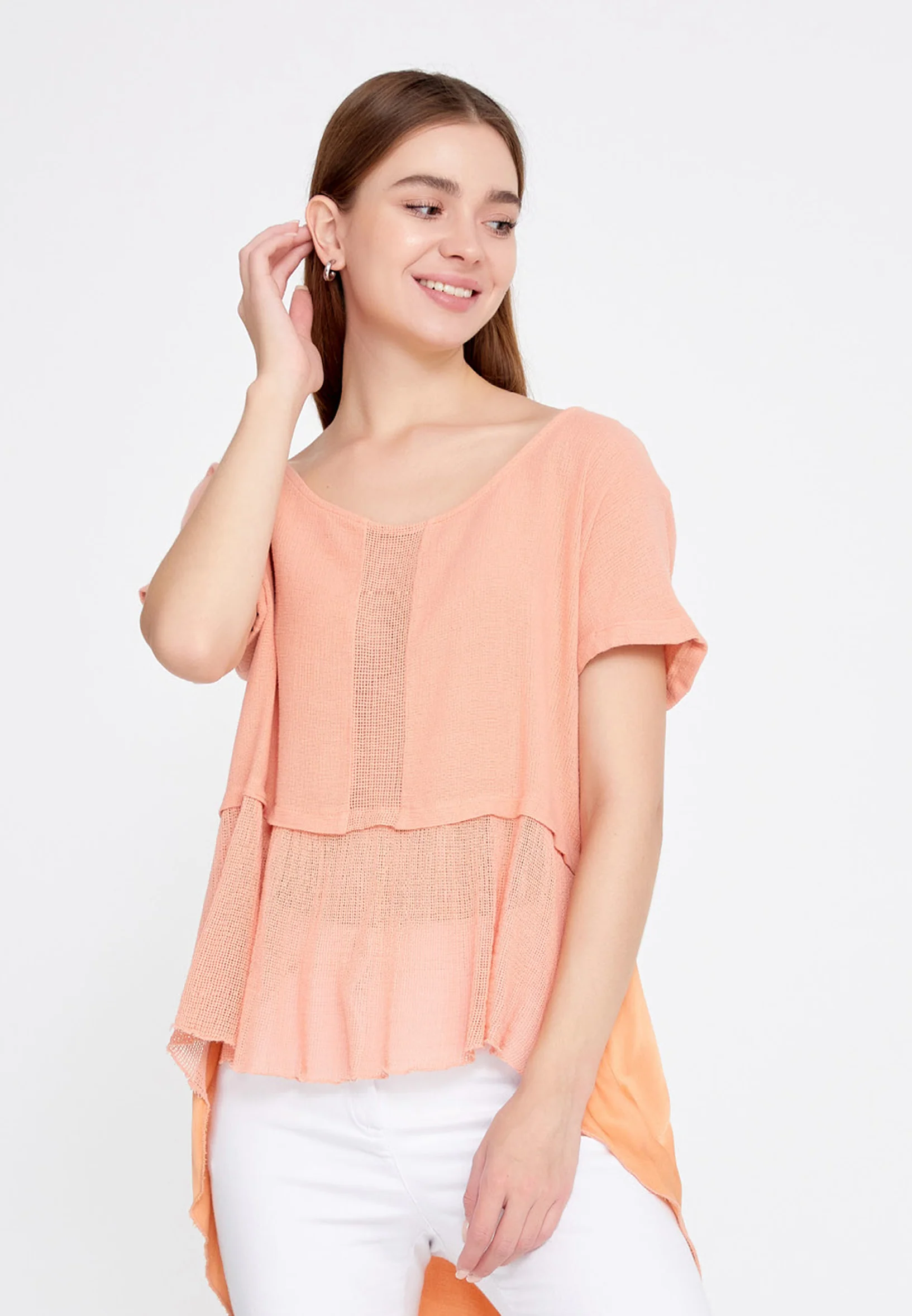 Short Sleeve Solid Color Regular Blouse lal2939ll