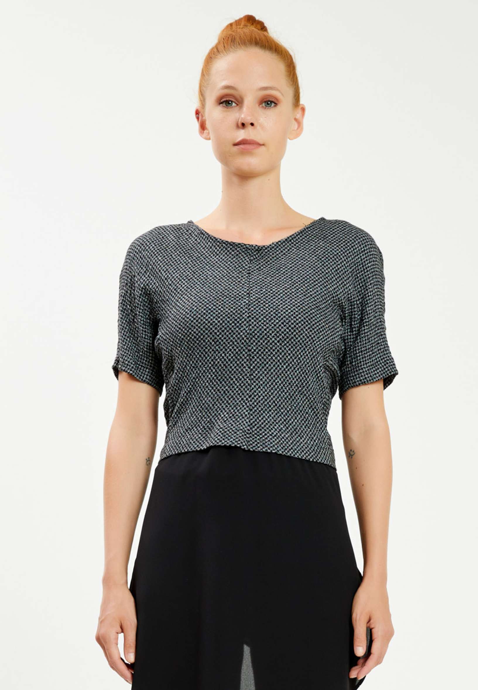 Short Sleeve Solid Color Regular Blouse mis29610