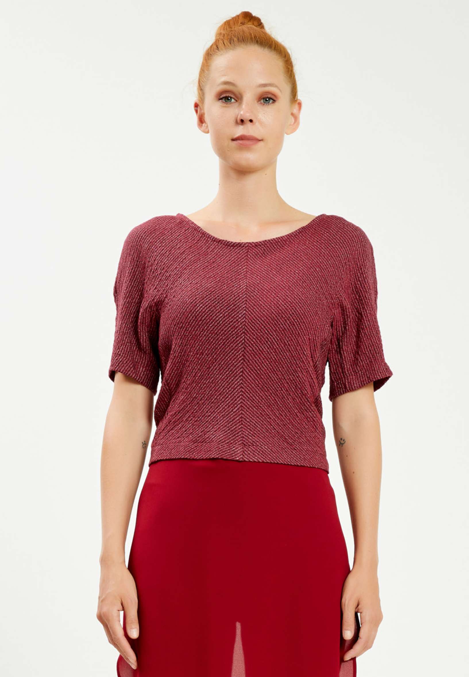 Short Sleeve Solid Color Regular Blouse mis29610 - Image 5