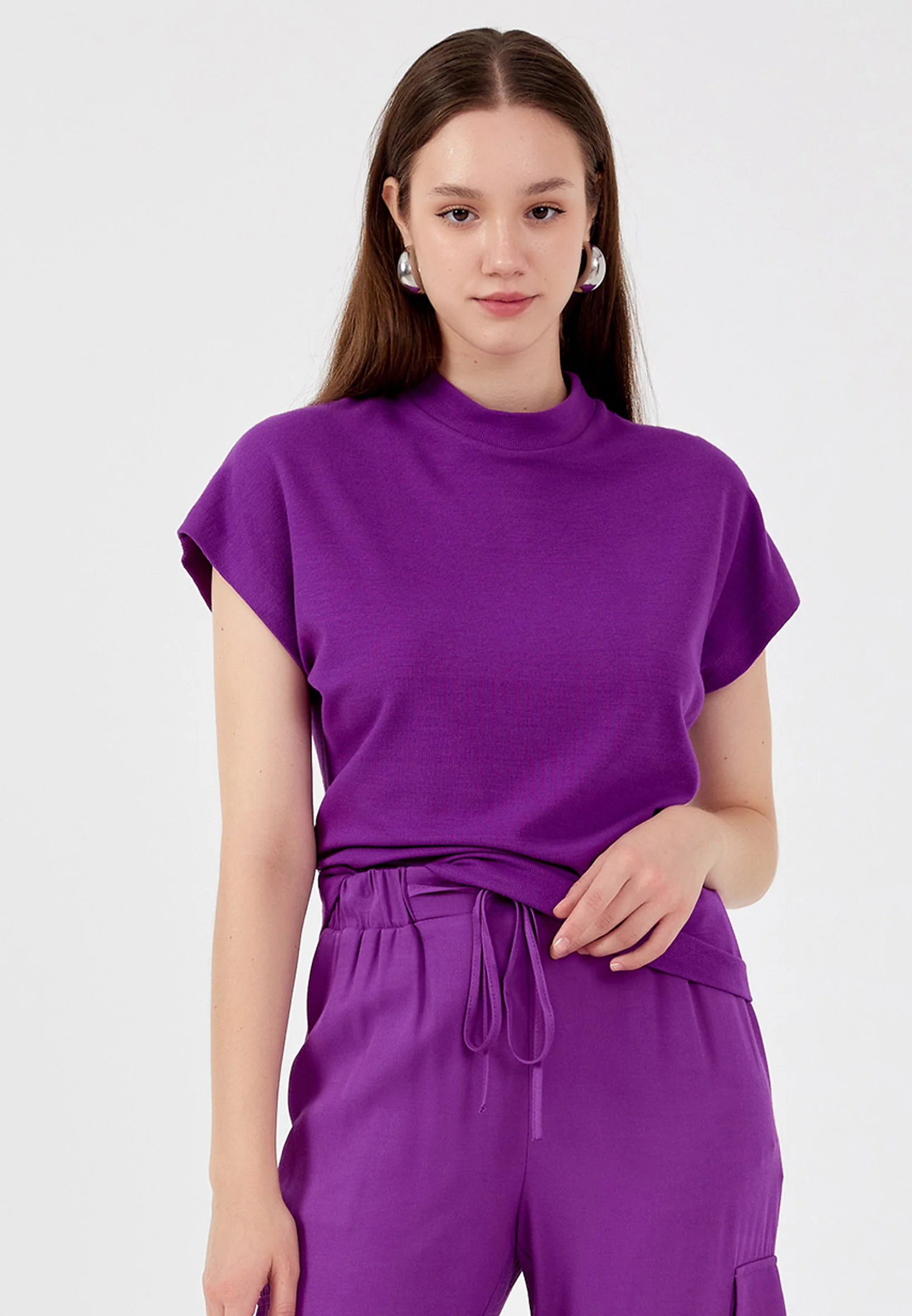Short Sleeve Solid Color Regular Blouse shu23sk04069 - Image 4