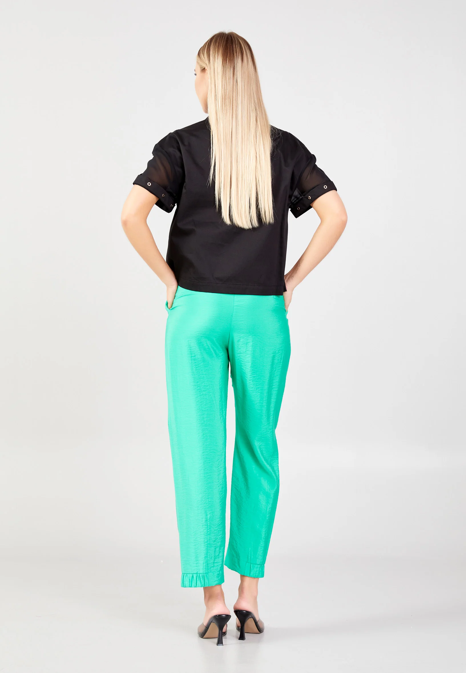 Short Sleeve Solid Color Regular Blouse shu23sy04007 - Image 3
