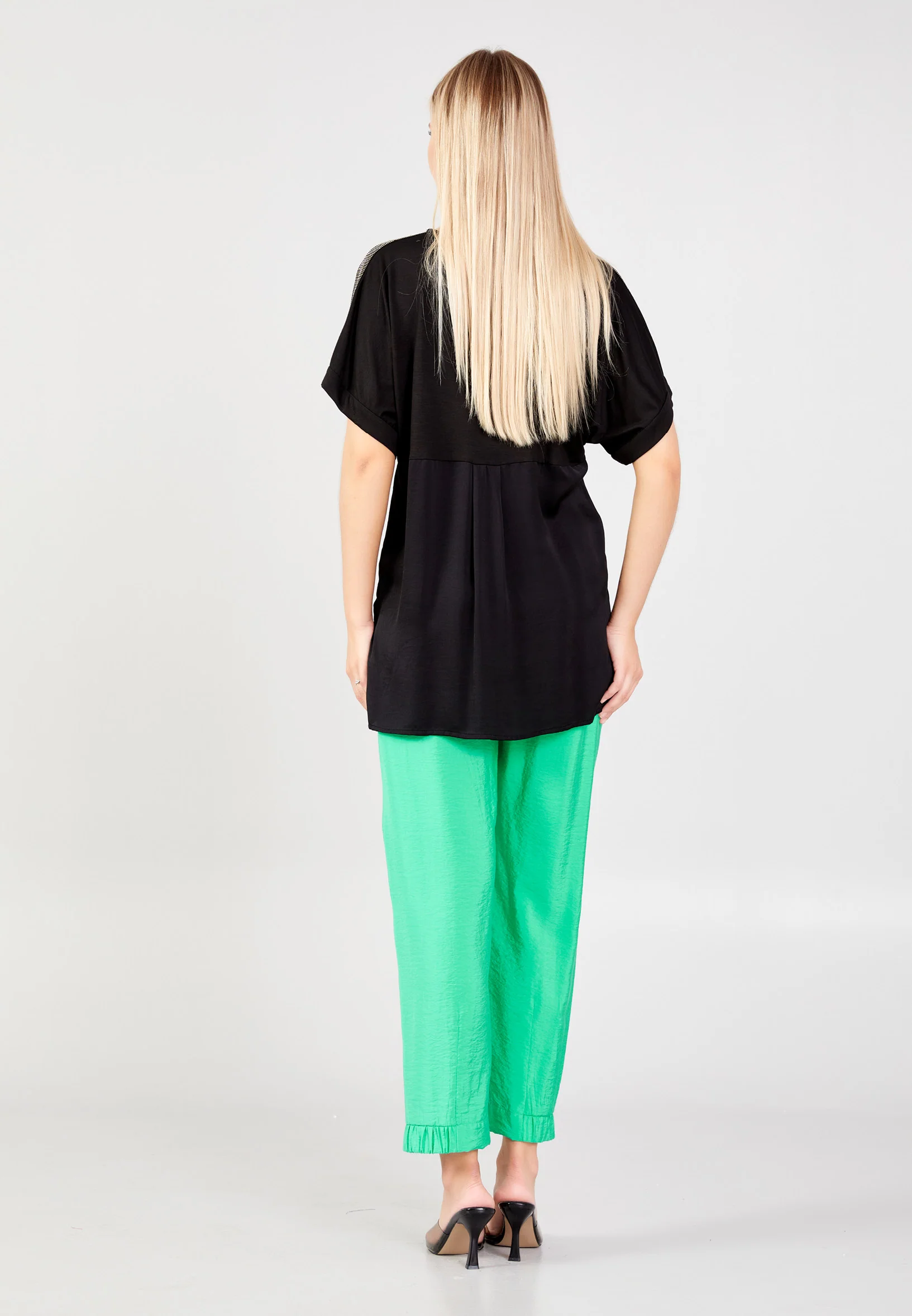 Short Sleeve Solid Color Regular Blouse shu23sy04027 - Image 4