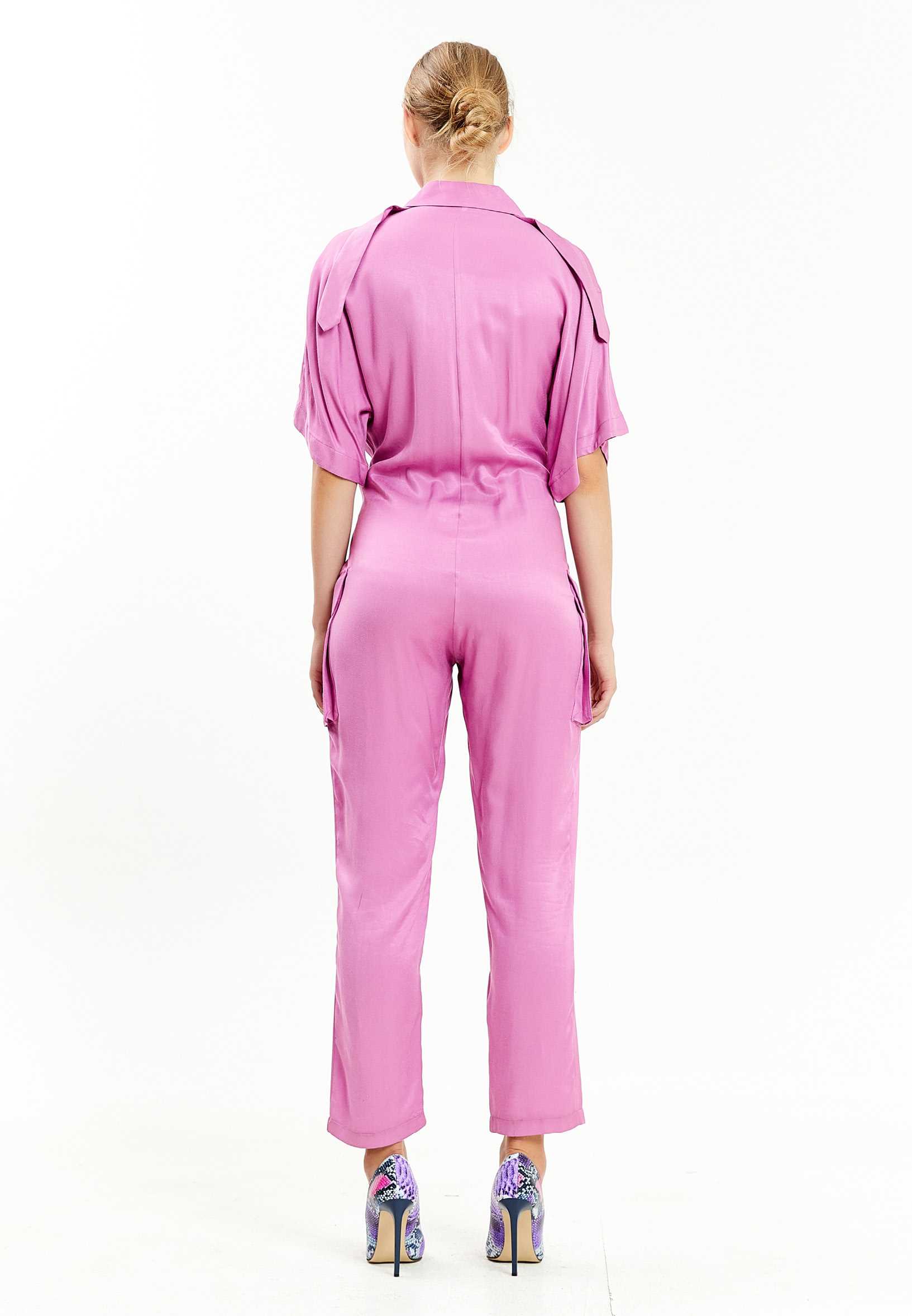 Short Sleeve Solid Color Regular Fit Regular Casual Jumpsuit kmy20434 - Image 6