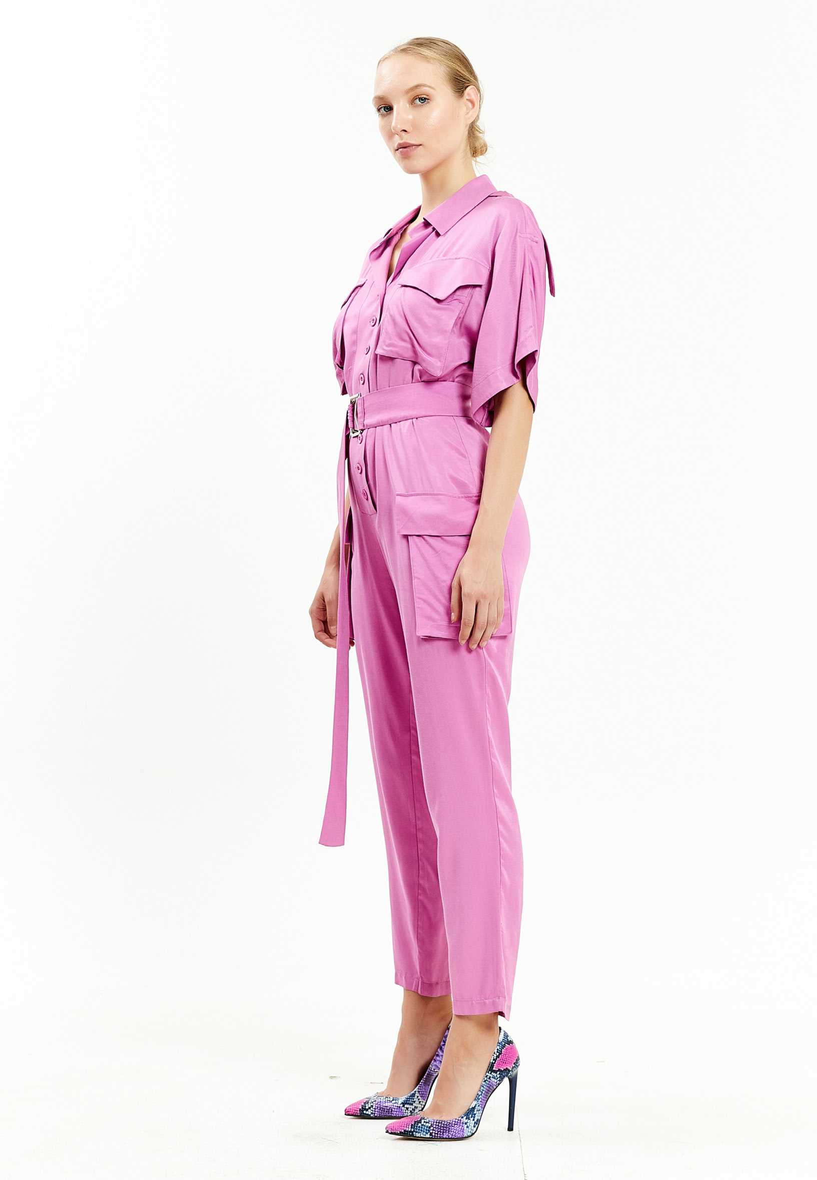 Short Sleeve Solid Color Regular Fit Regular Casual Jumpsuit kmy20434 - Image 7