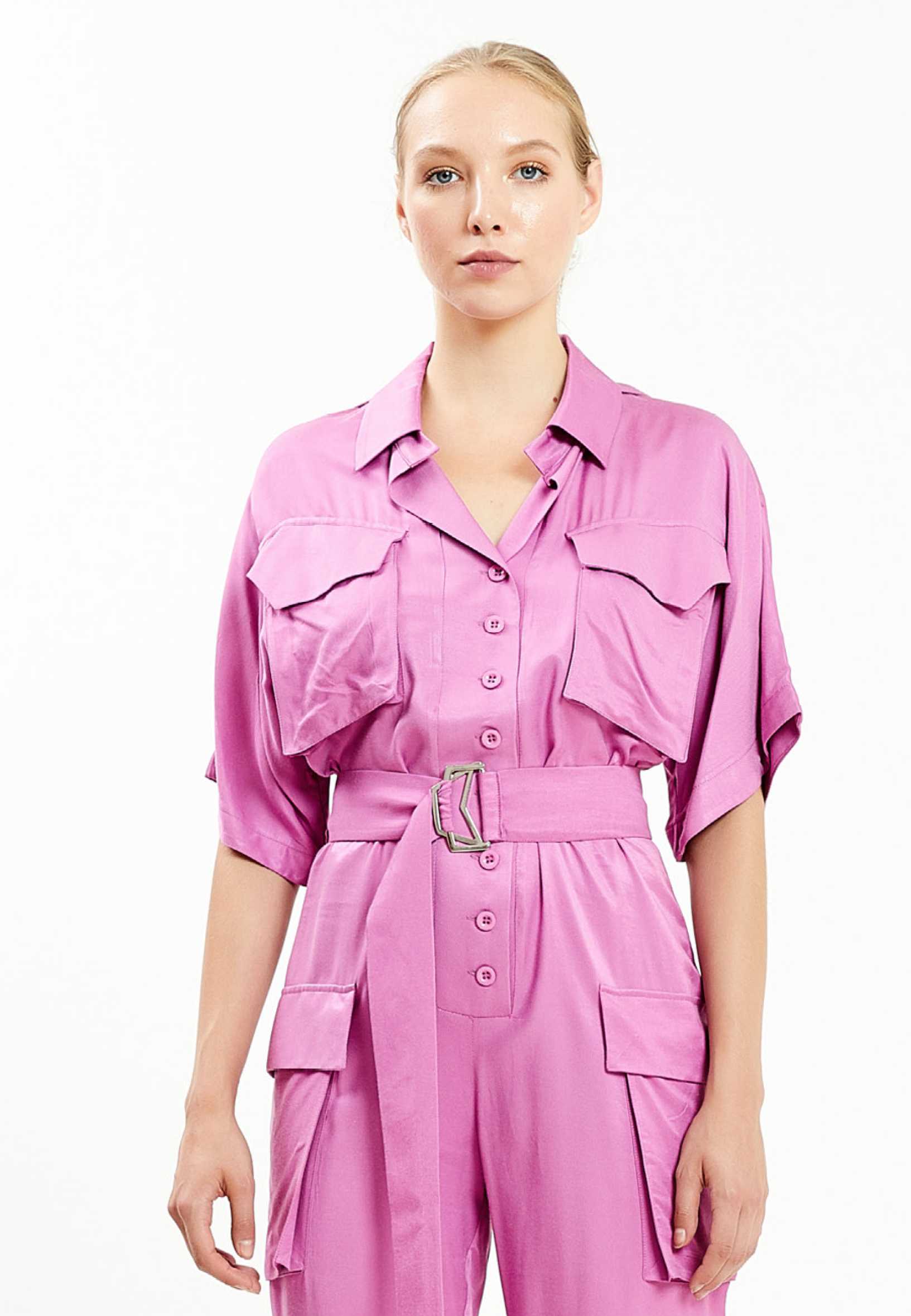 Short Sleeve Solid Color Regular Fit Regular Casual Jumpsuit kmy20434 - Image 8
