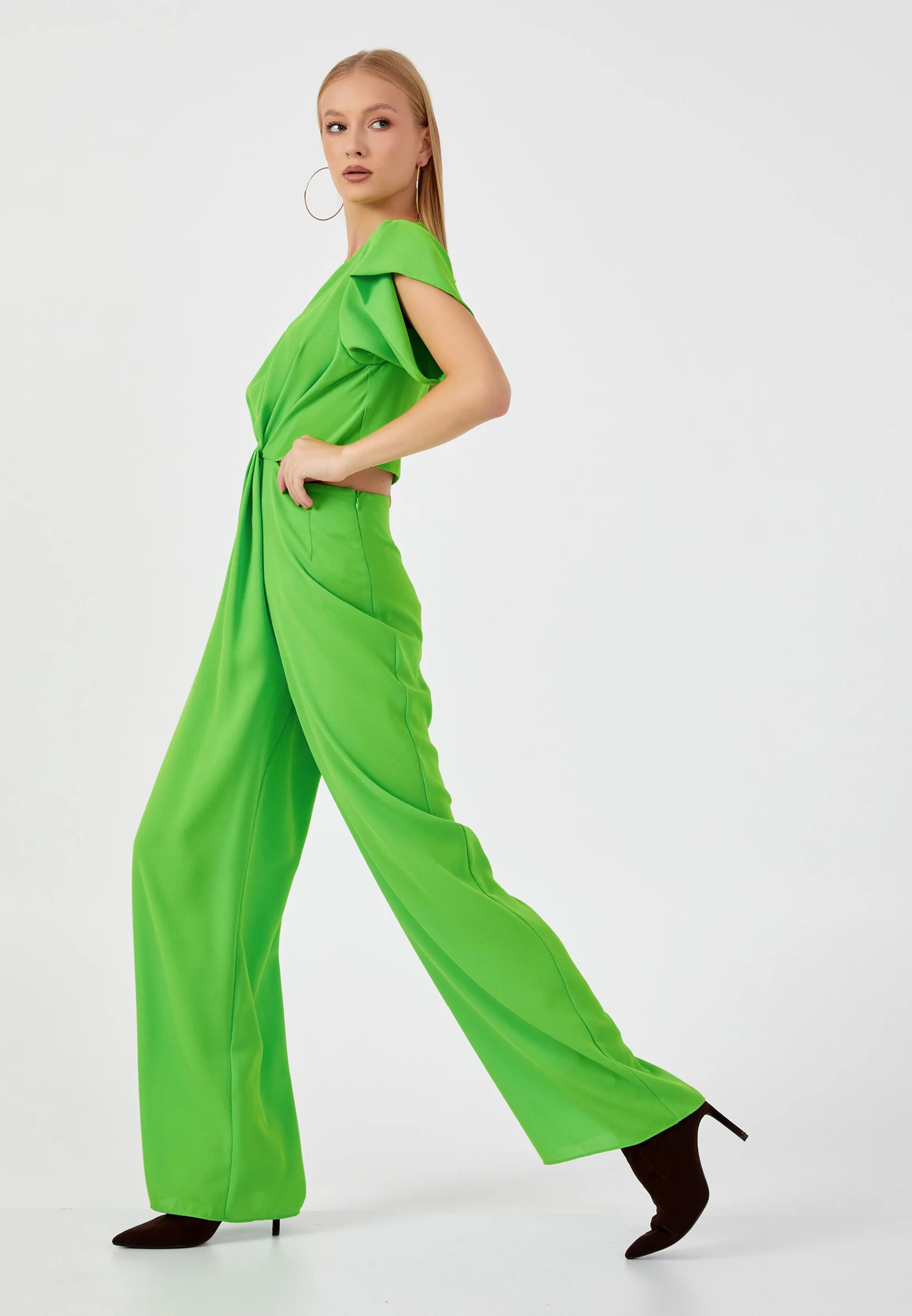 Short Sleeve Solid Color Regular Fit Regular Casual Jumpsuit kmy24y22401 - Image 6