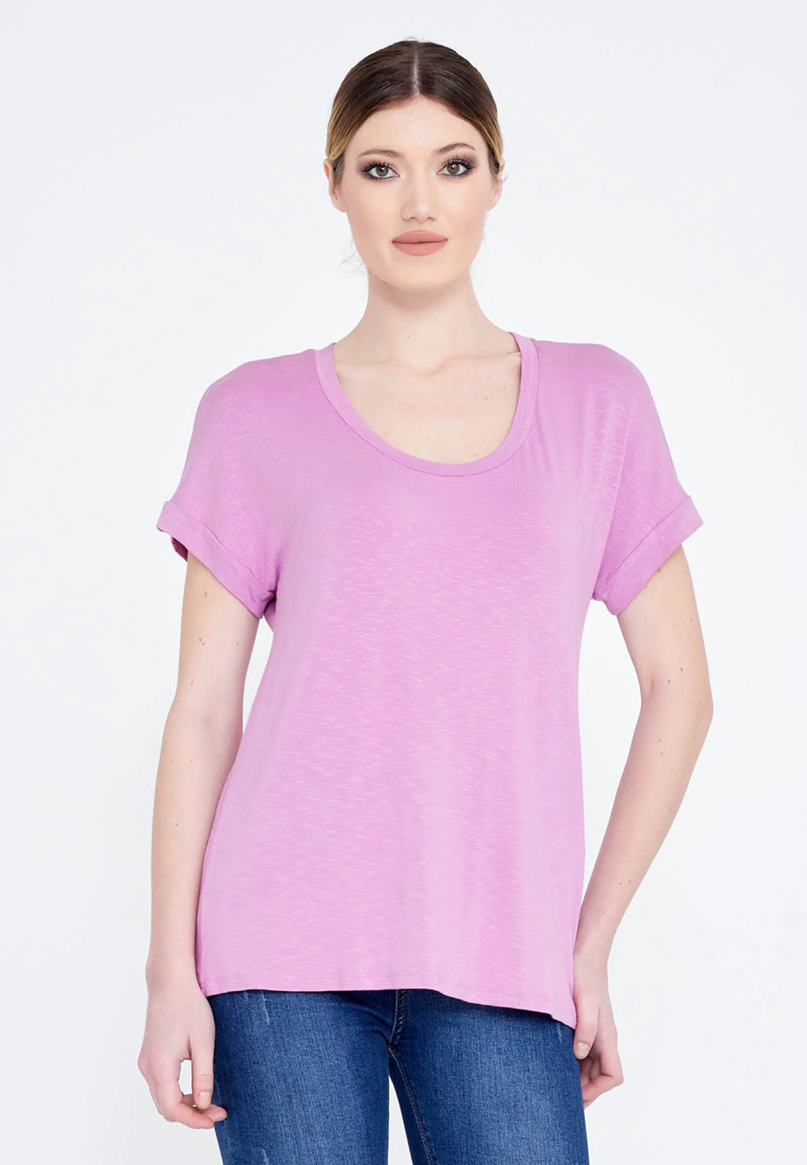 Short Sleeve Solid Color Regular T-shirt faiu36016-7