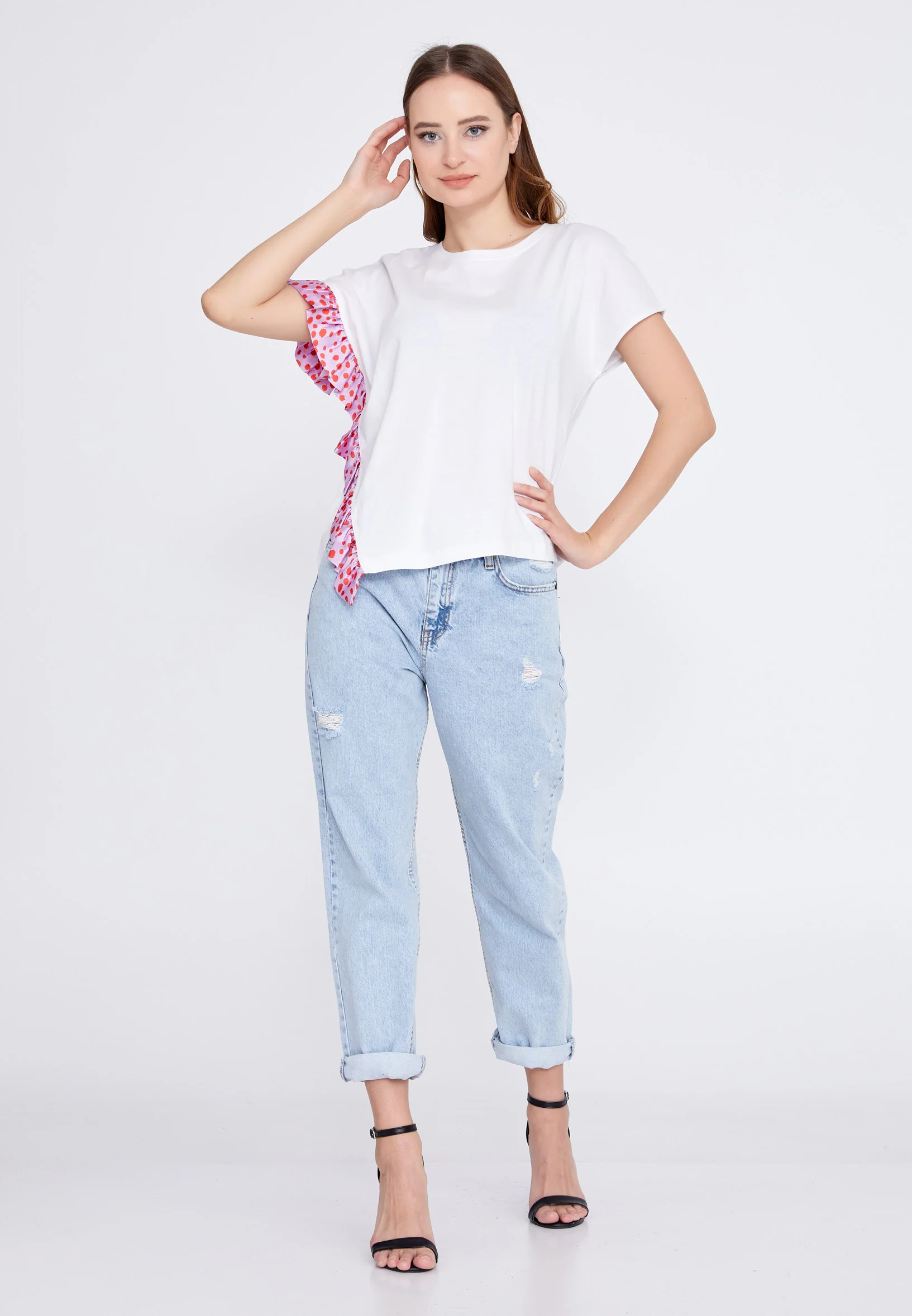 Short Sleeve Solid Color Regular T-shirt kmy22s10958 - Image 2