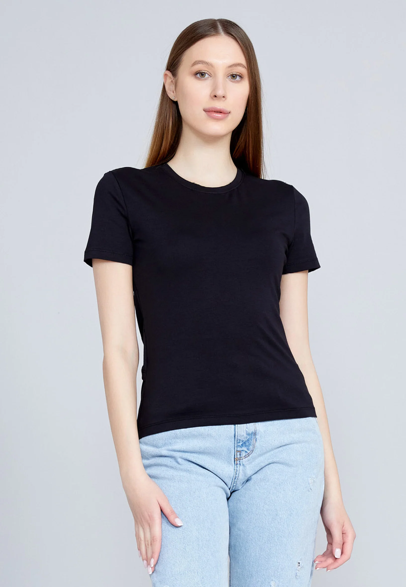 Short Sleeve Solid Color Regular T-shirt kmy22s10963