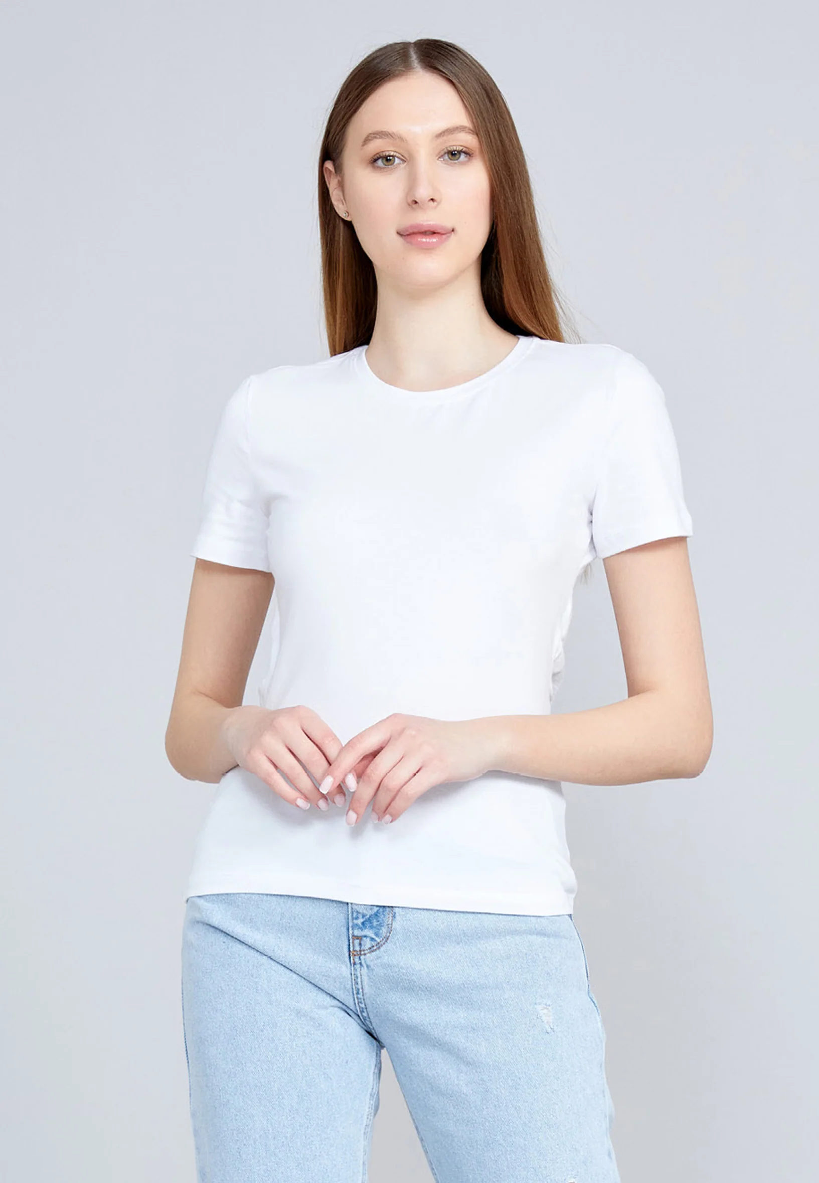 Short Sleeve Solid Color Regular T-shirt kmy22s10963 - Image 5