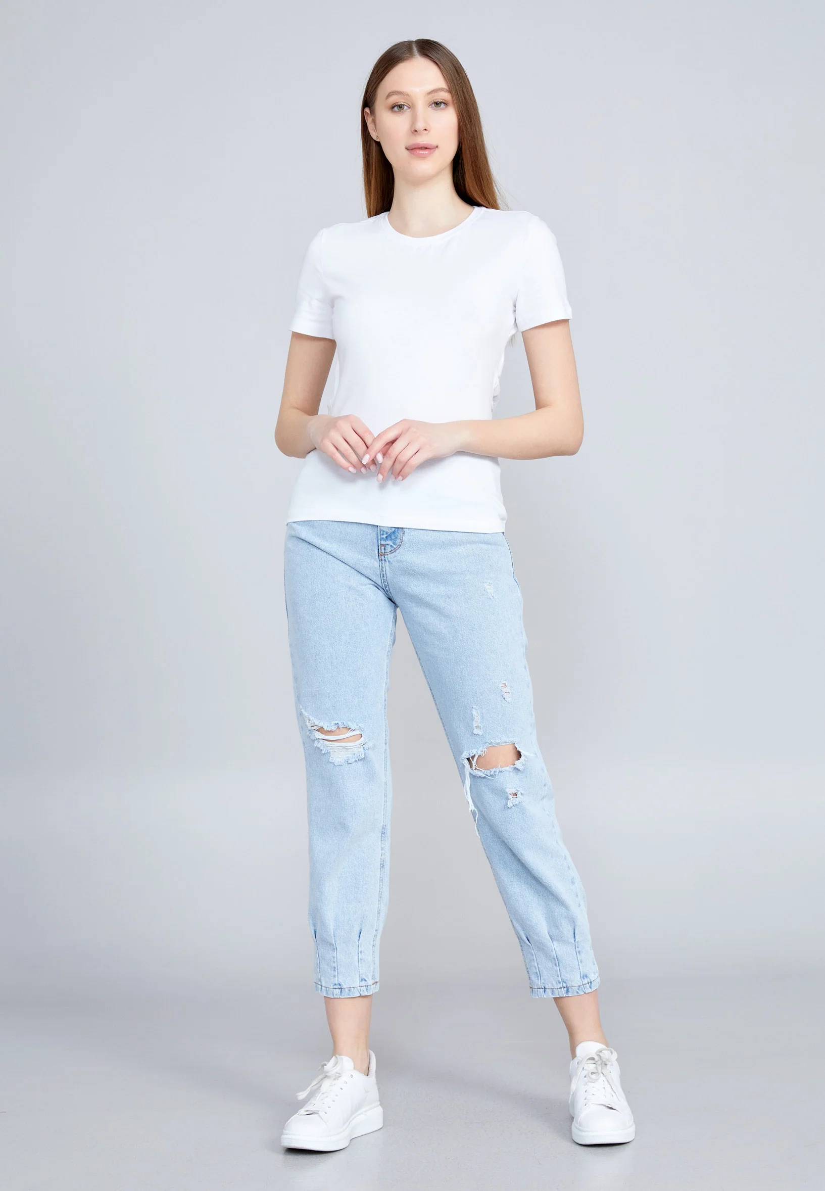 Short Sleeve Solid Color Regular T-shirt kmy22s10963 - Image 6