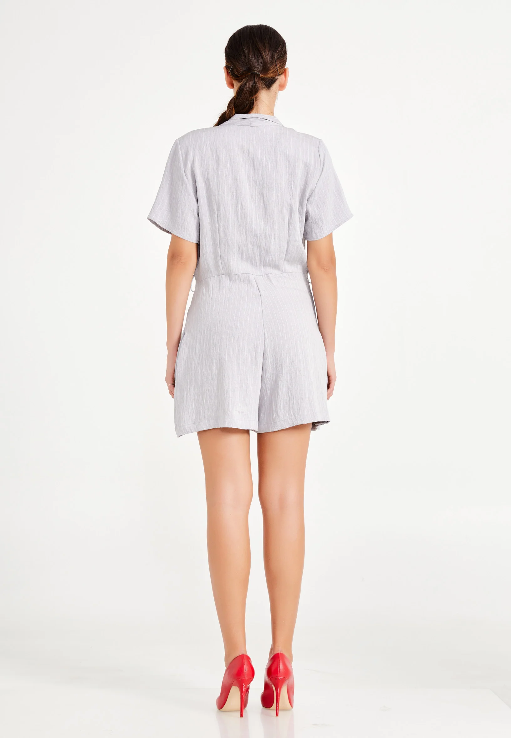 Short Sleeve Solid Color Short Regular Casual Jumpsuit ber20y7102 - Image 6