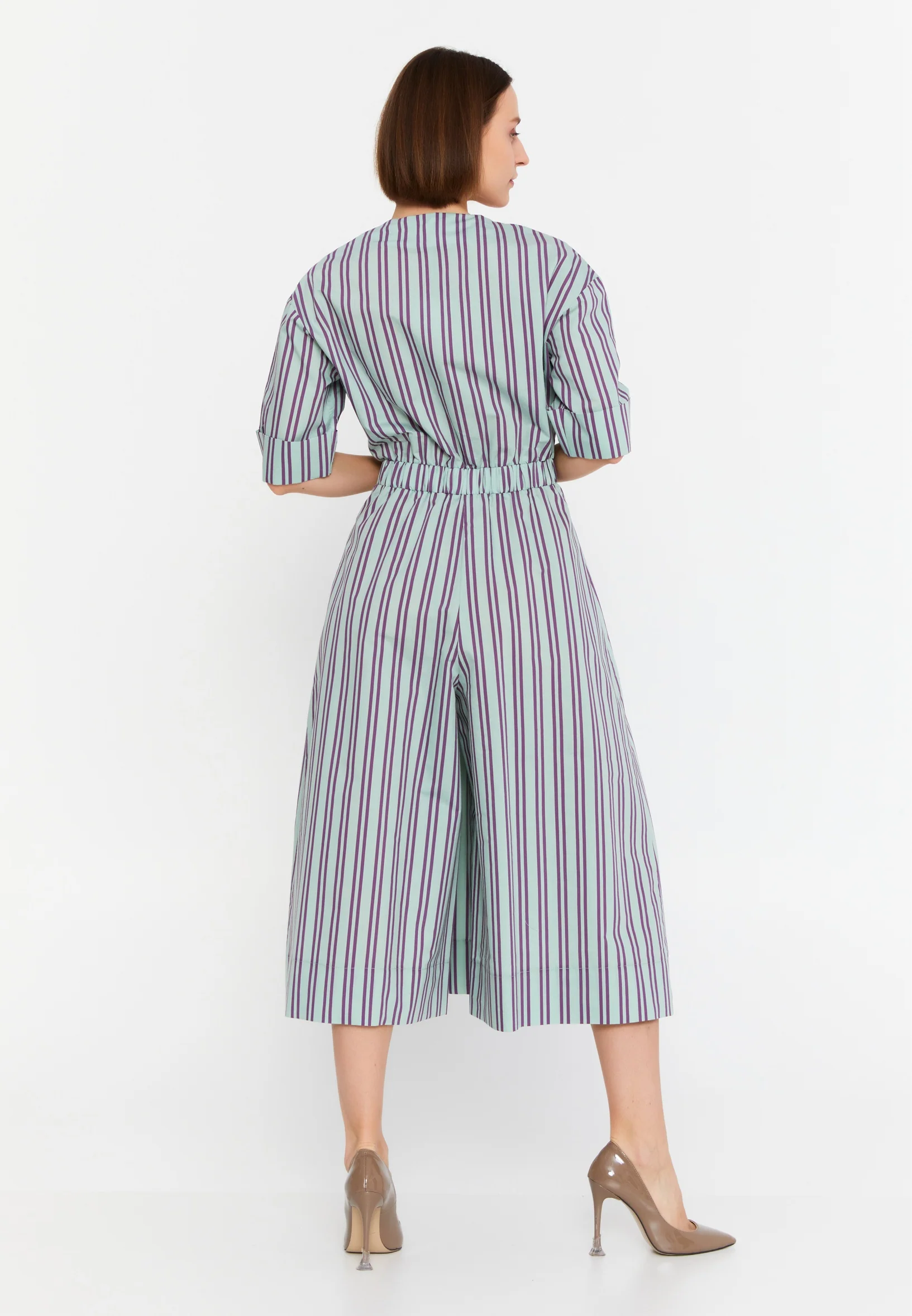 Short Sleeve Striped Regular Fit Regular Casual Jumpsuit kmy25y22707 - Image 2