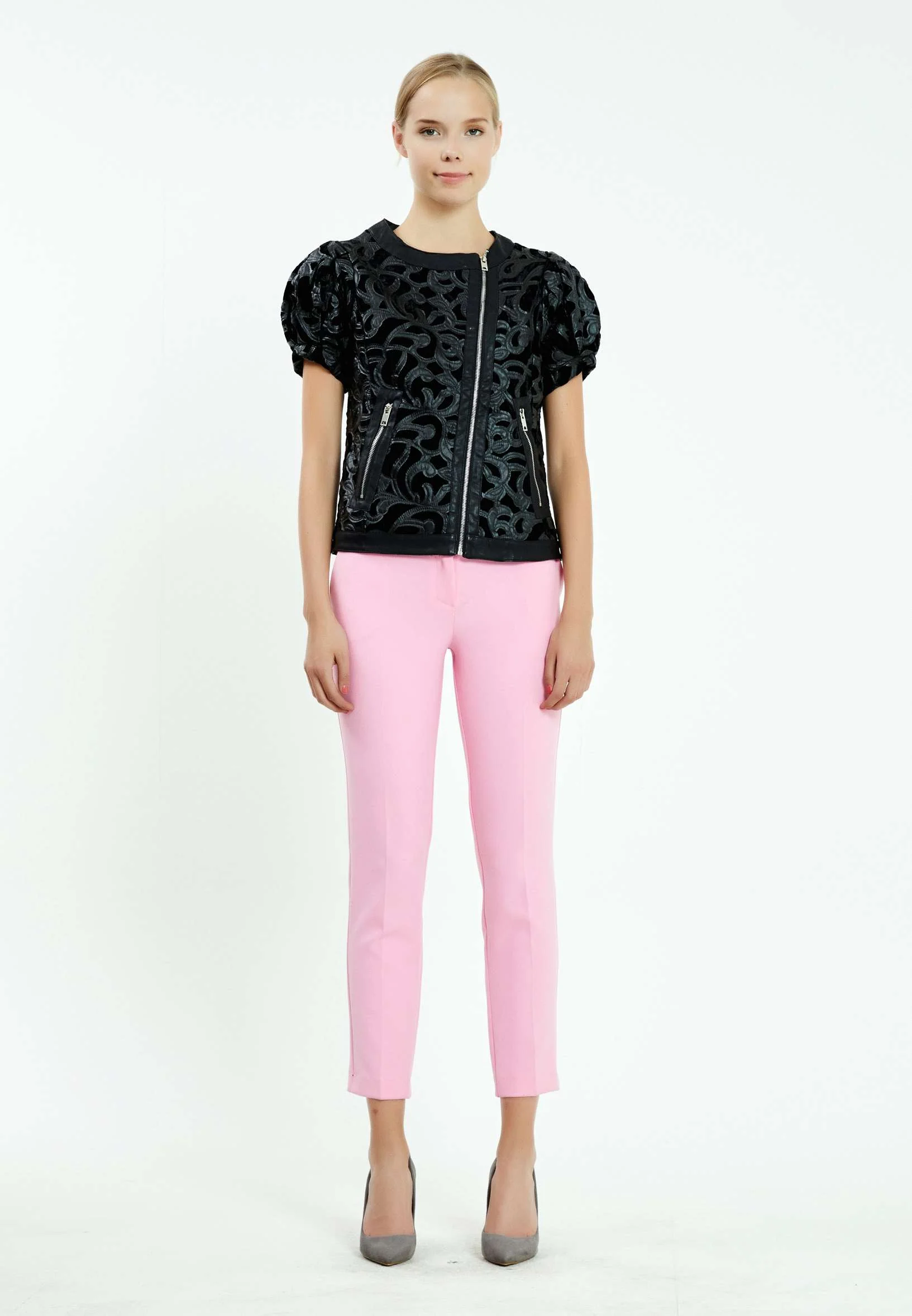 Short Sleeve Velvet Solid Color Regular Jacket ser21497 - Image 2