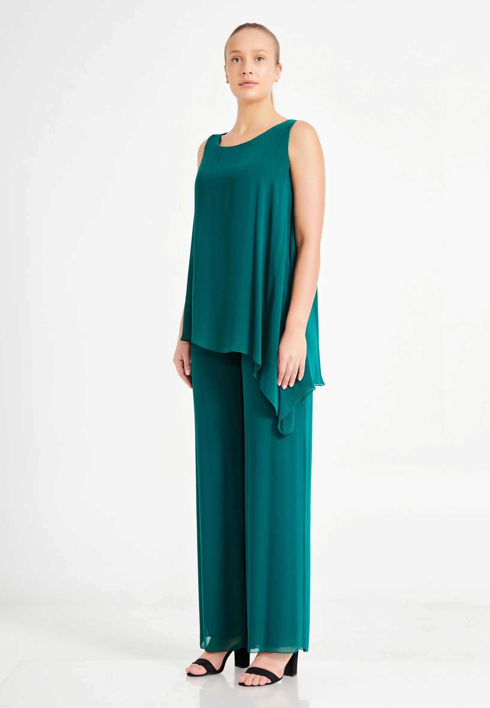 Sleeveless Chiffon Regular Fit Plus Size Evening Jumpsuit srf7217-b - Image 7