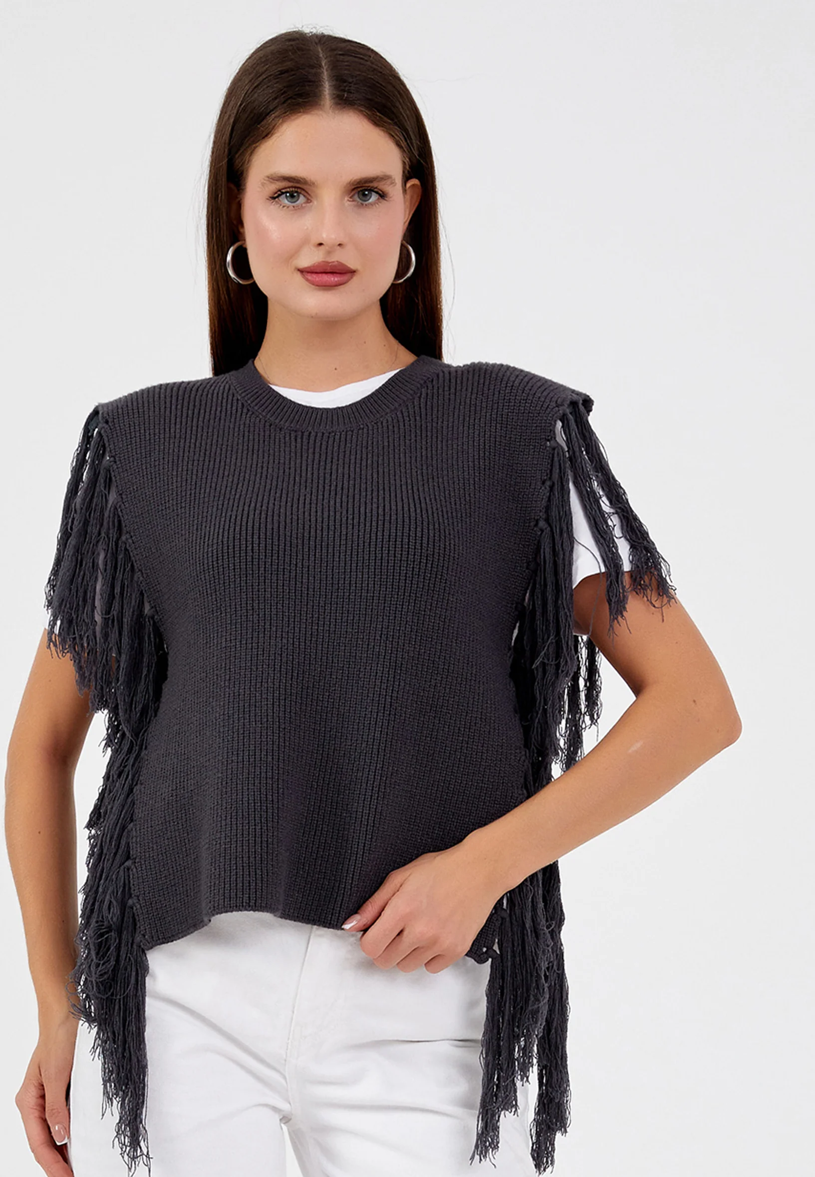 Sleeveless Cotton Solid Color Regular Sweater shu23sk15010