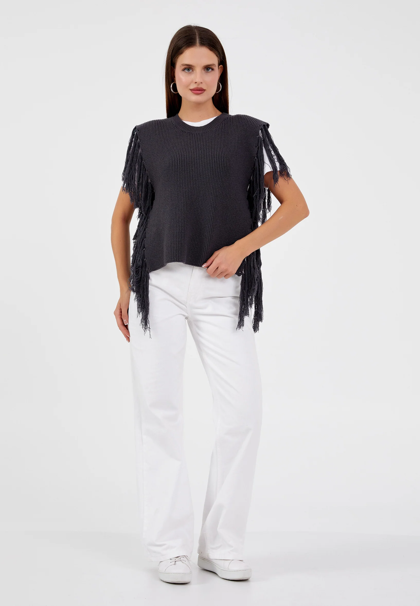 Sleeveless Cotton Solid Color Regular Sweater shu23sk15010 - Image 2