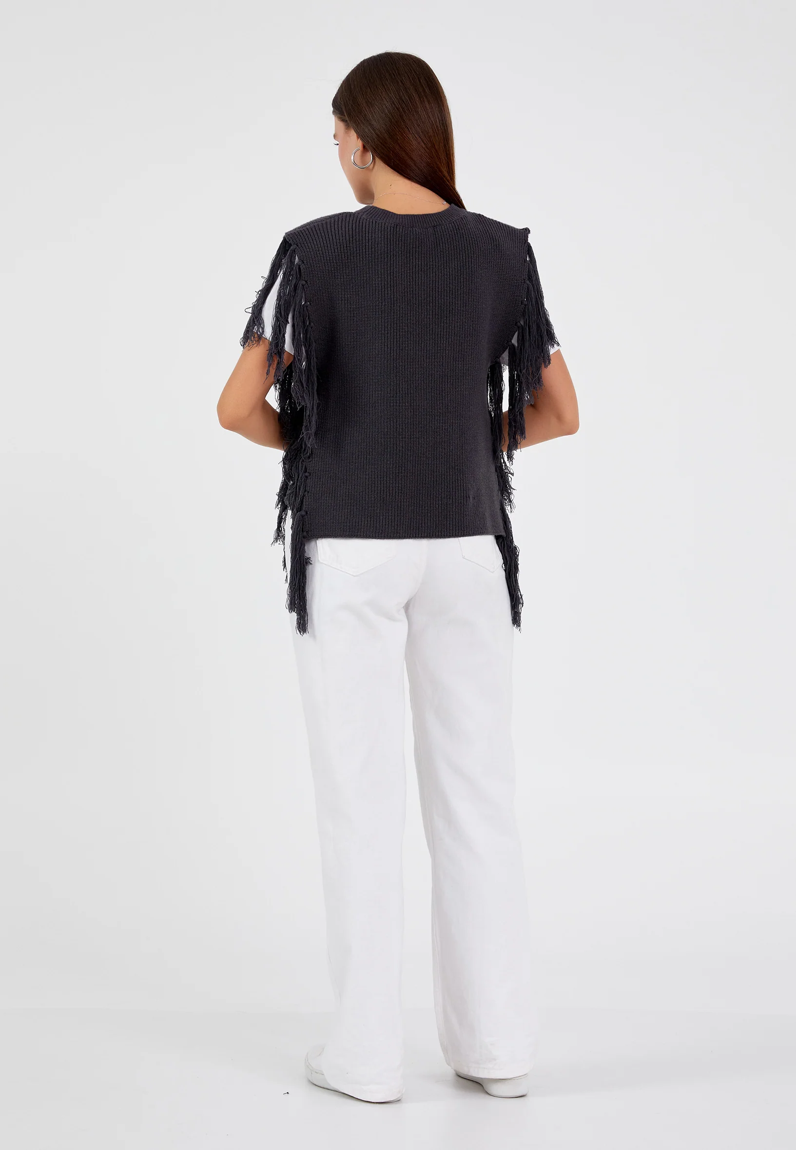 Sleeveless Cotton Solid Color Regular Sweater shu23sk15010 - Image 3