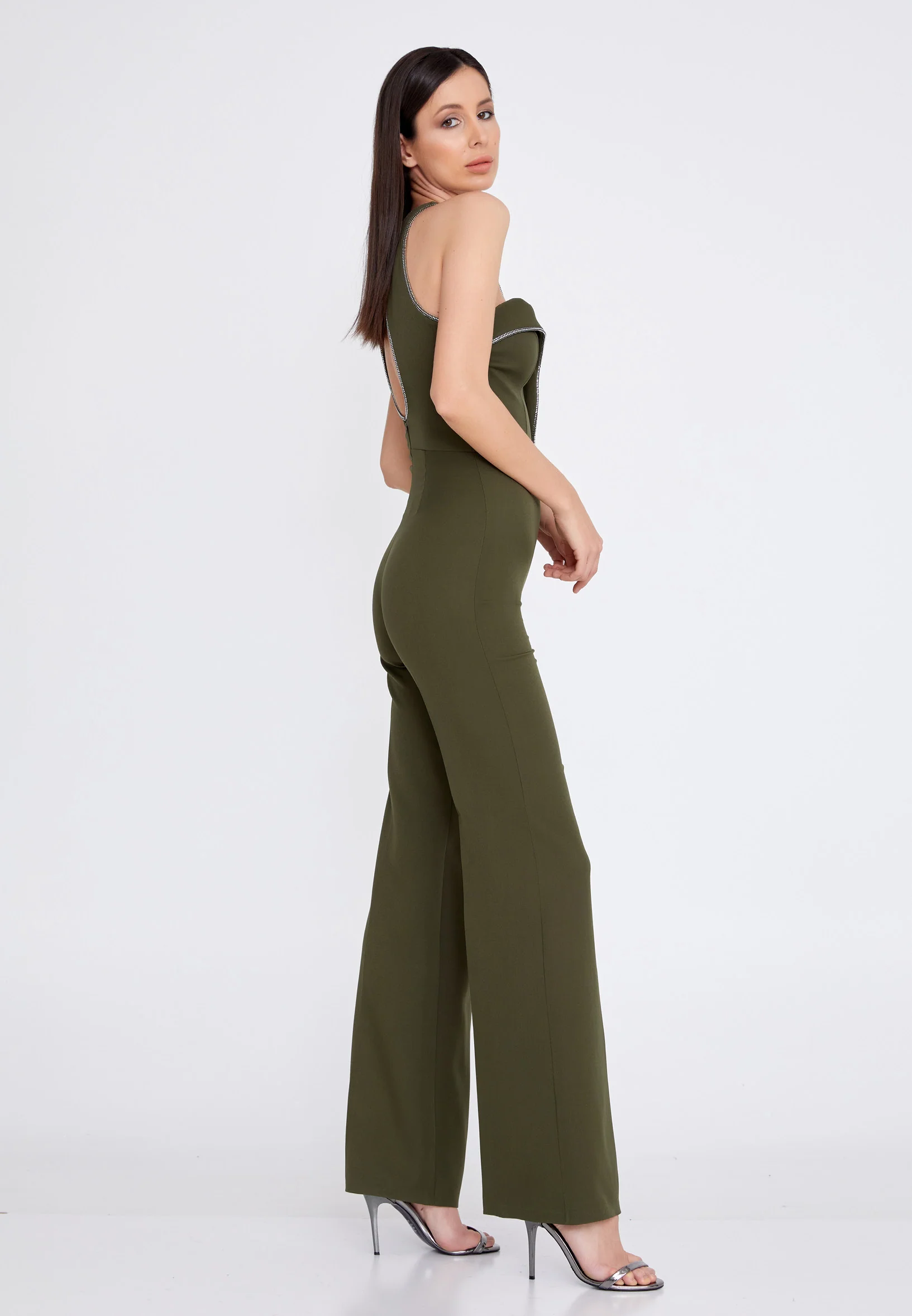 Sleeveless Crepe Regular Fit Regular Evening Jumpsuit stn5090 - Image 11