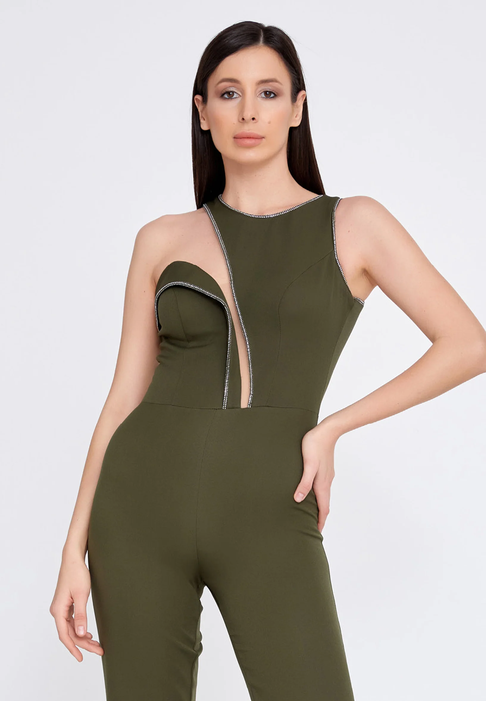 Sleeveless Crepe Regular Fit Regular Evening Jumpsuit stn5090 - Image 12