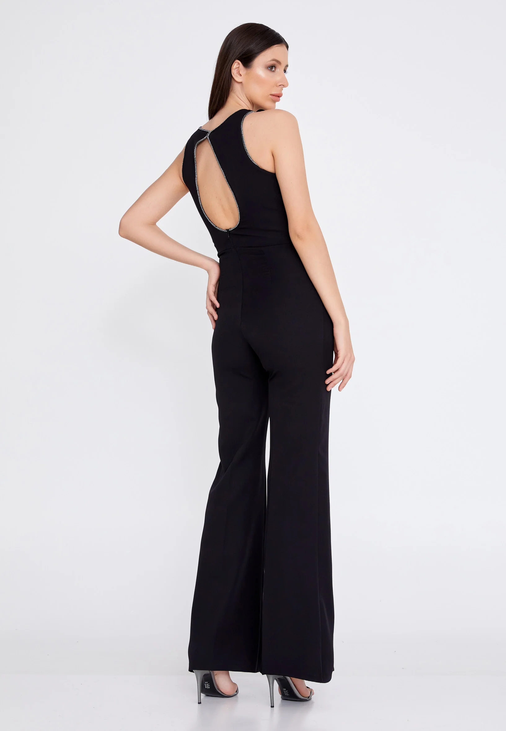 Sleeveless Crepe Regular Fit Regular Evening Jumpsuit stn5090 - Image 2