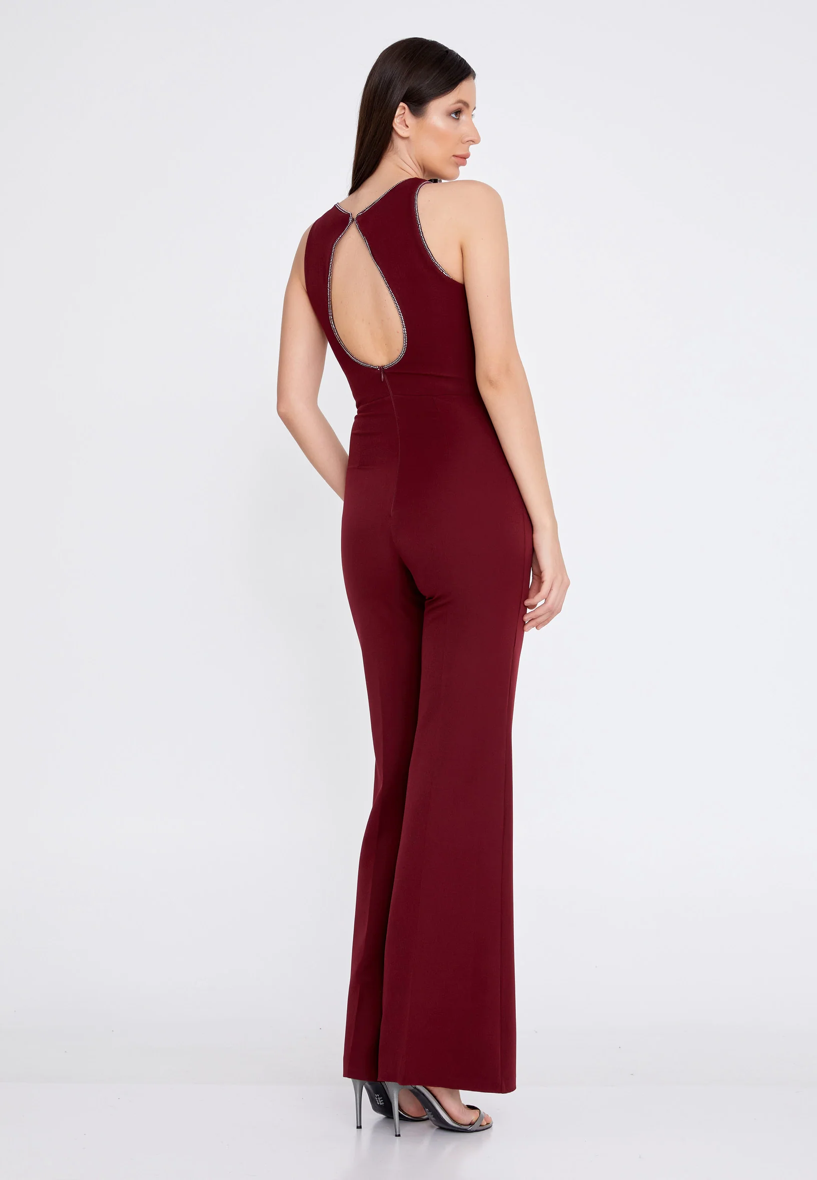 Sleeveless Crepe Regular Fit Regular Evening Jumpsuit stn5090 - Image 6