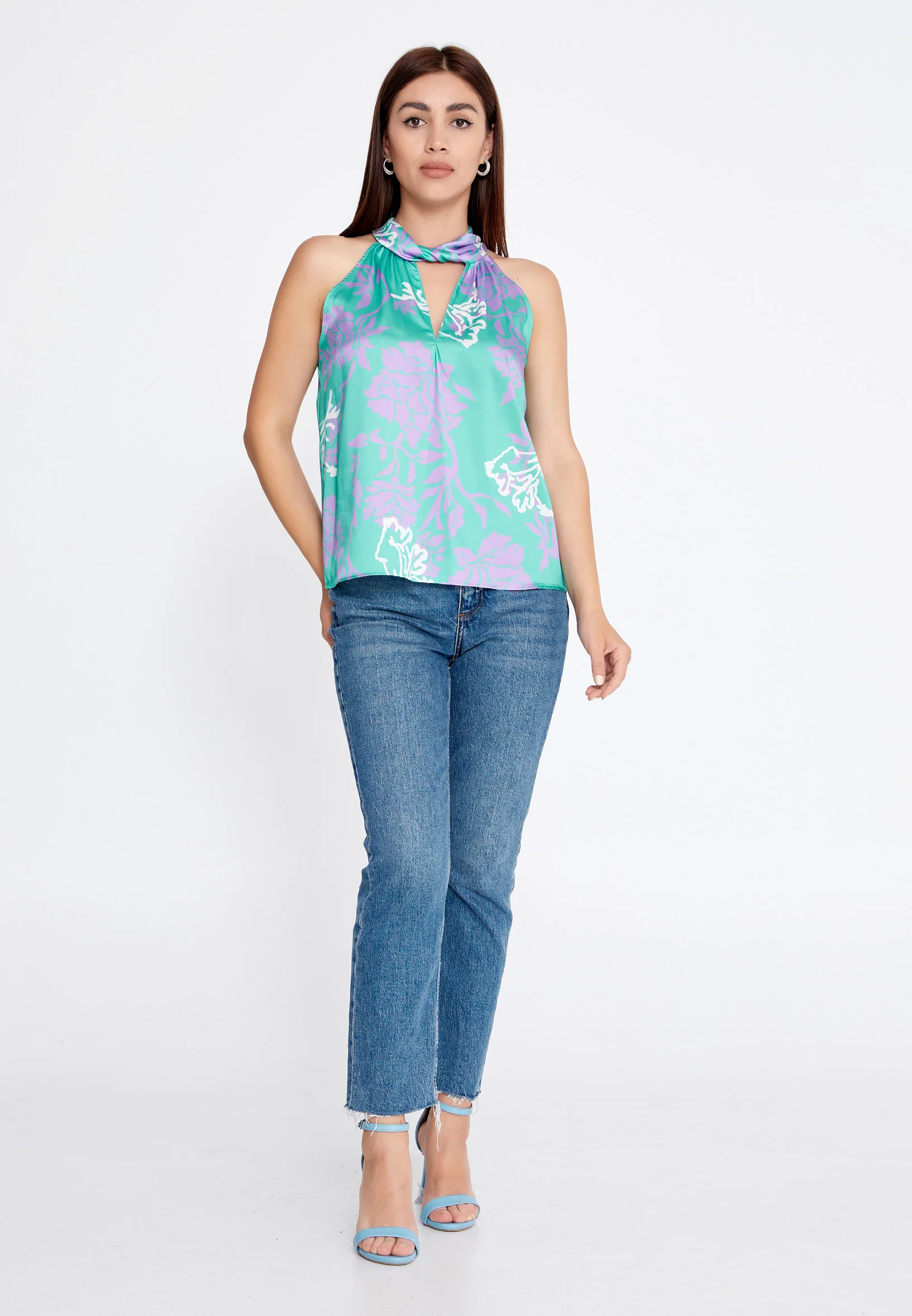 Sleeveless Floral Regular Blouse ber23y4115 - Image 2