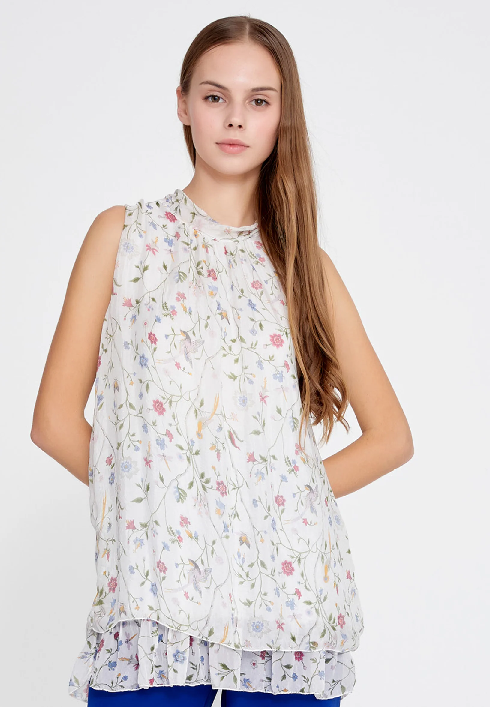 Sleeveless Floral Regular Blouse esl3781 - Image 9