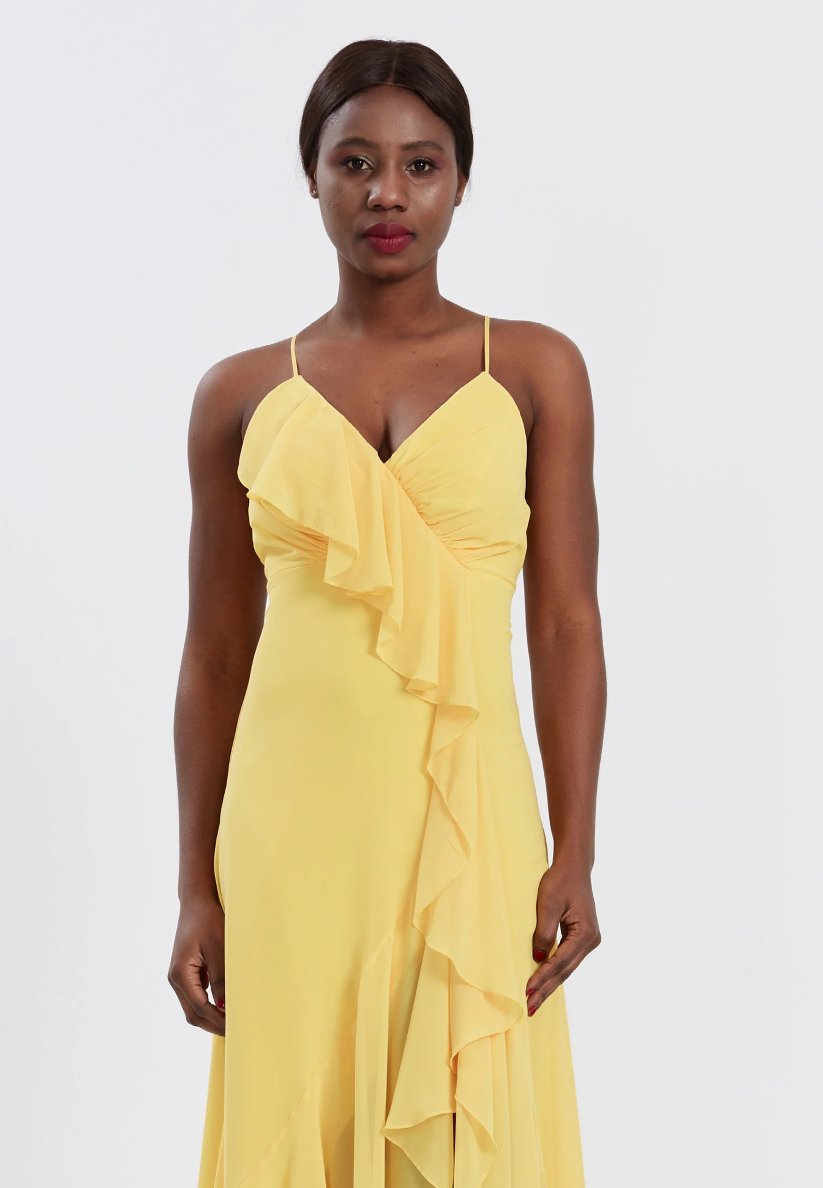 Sleeveless High-Low Chiffon Column Regular Wedding Guest Dress stn4781 - Image 32