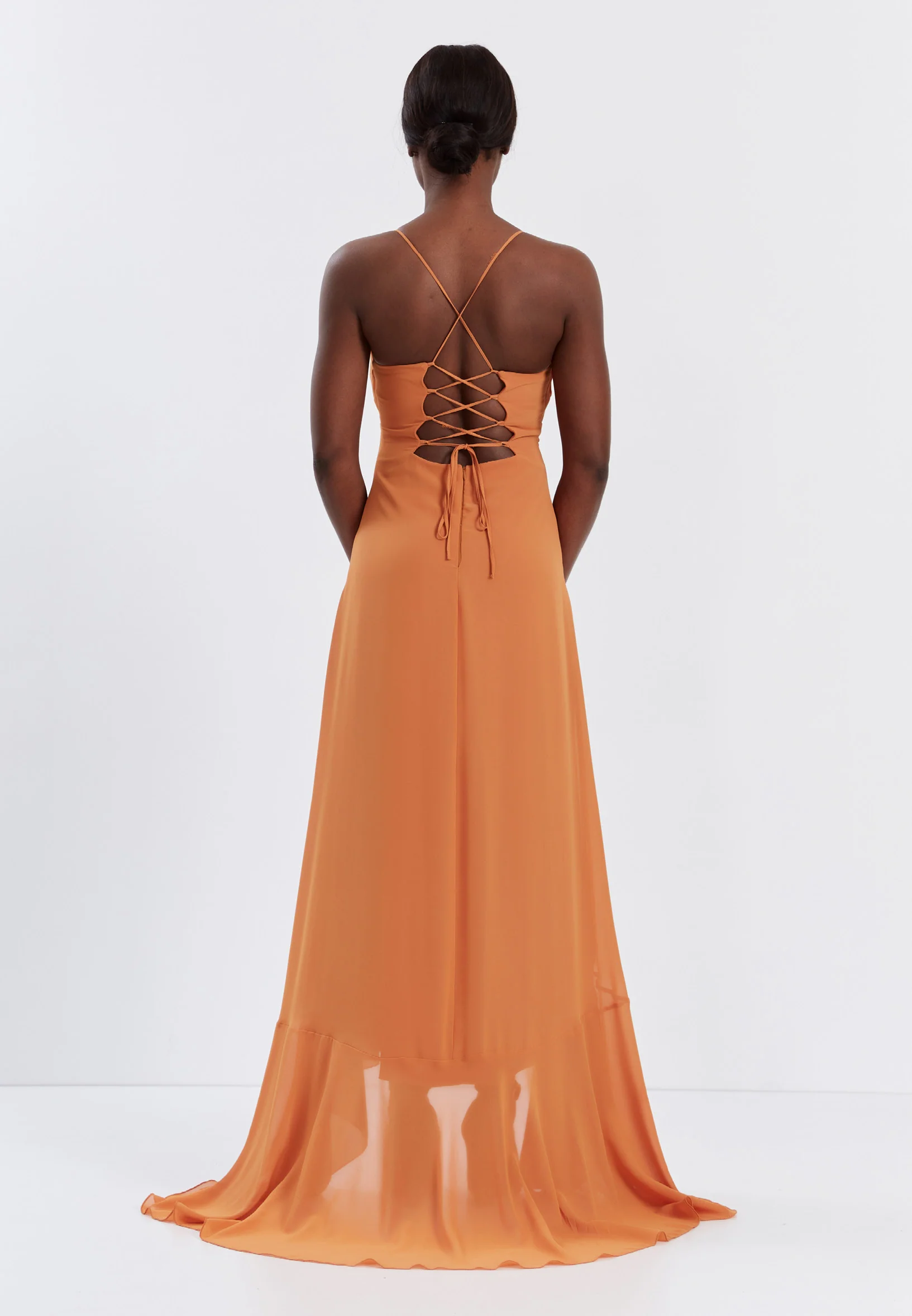 Sleeveless High-Low Chiffon Column Regular Wedding Guest Dress stn4781 - Image 6