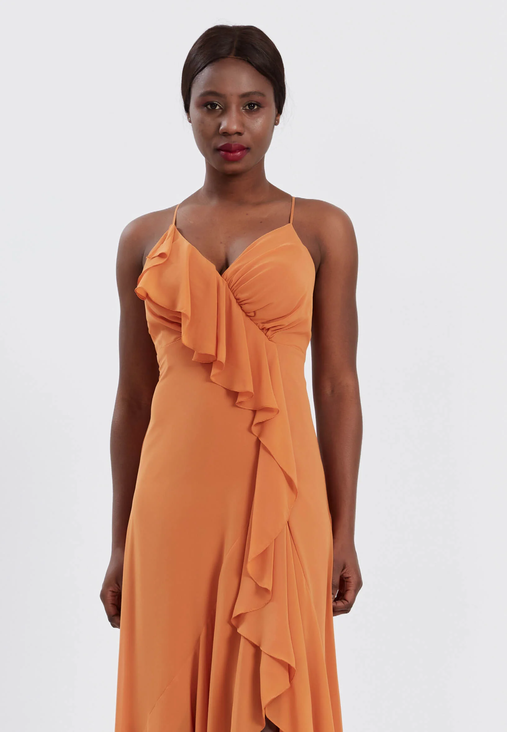 Sleeveless High-Low Chiffon Column Regular Wedding Guest Dress stn4781 - Image 8